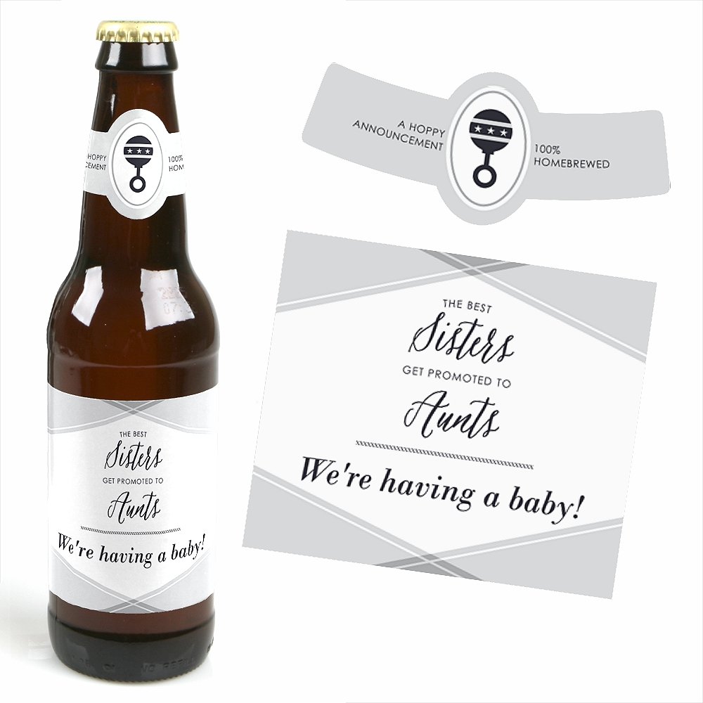 Sisters to Aunts - Pregnancy Announcement Decorations for Women - 6 Beer  Bottle Label Stickers and 1 Carrier
