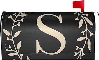 LOJAOGON Classic Monogram Letter S Mailbox Cover Magnetic Standard Size Waterproof Letter Post Box Cover Wrap Oversize Decoration Welcome Home Garden Outdoor 21