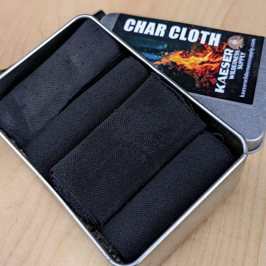 Miniatura 2 de Charcloth Char Cloth hecho a mano en Estados Unidos Kit de iniciación de incendios Ferro Rod Striker para Bushcraft Camping Survival Hunting Outdoor