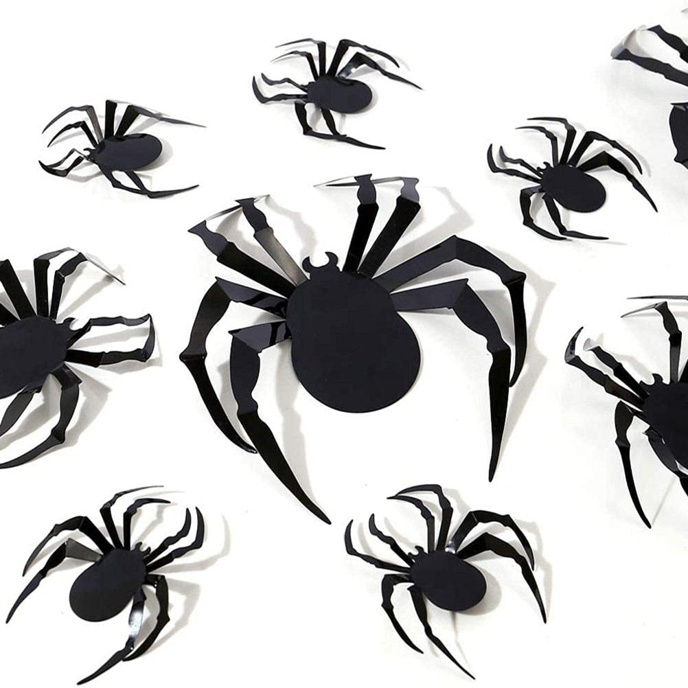 12 sztuk/zestaw 3D Pająk Halloween Dekoracje Naklejki, Pająk Naklejki Ścienne, Halloween Straszny Pająk do Okna Domu, Imprezy, Wystrój Pokoju little surprise