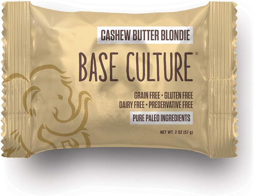 Paleo Brownie Cashew "Blondies" Brownies | 100% Paleo Certified, All Natural, Gluten Free, Grain Free, Non GMO, Dairy Free, Soy Free | 2.2oz Each, 20 Count