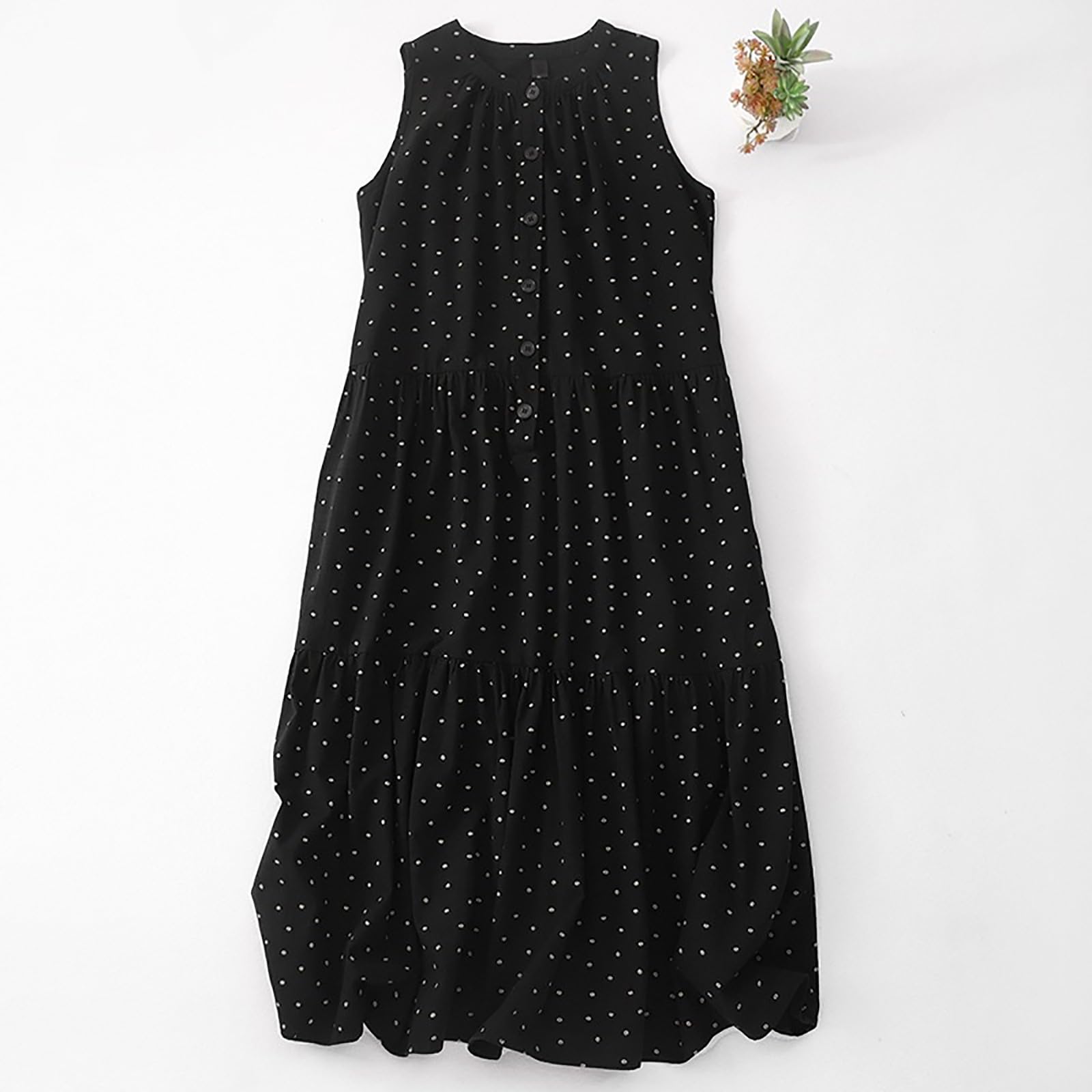 HAOLEI Abito Estivo Floreale da Donna Curvy Bohémien Donna Abito Estivo Lungo Senza Maniche Stampa Fiori Abbigliamento Vestito Elegante Sexy Lunghi Prendisole Alto Lunga Vacanze Spiaggia A-Line Dress