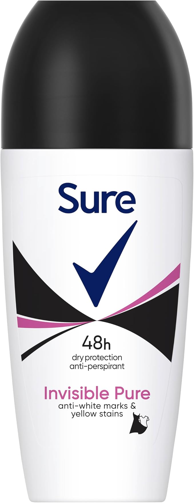 Sure Invisible Pure Anti-Perspirant Roll On Women's Deodorant that protects against white marks and yellow stains for 48 hour sweat and odour protection 6x 50 ml