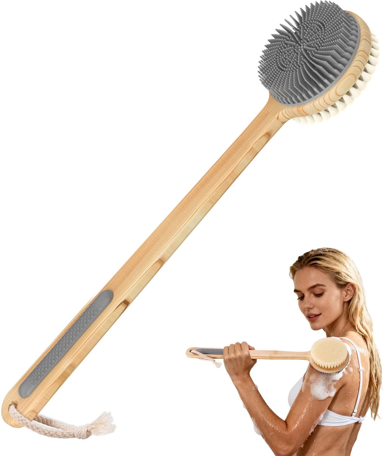 Double-Sided Silicone and Super-Dense Bristles Scrubber