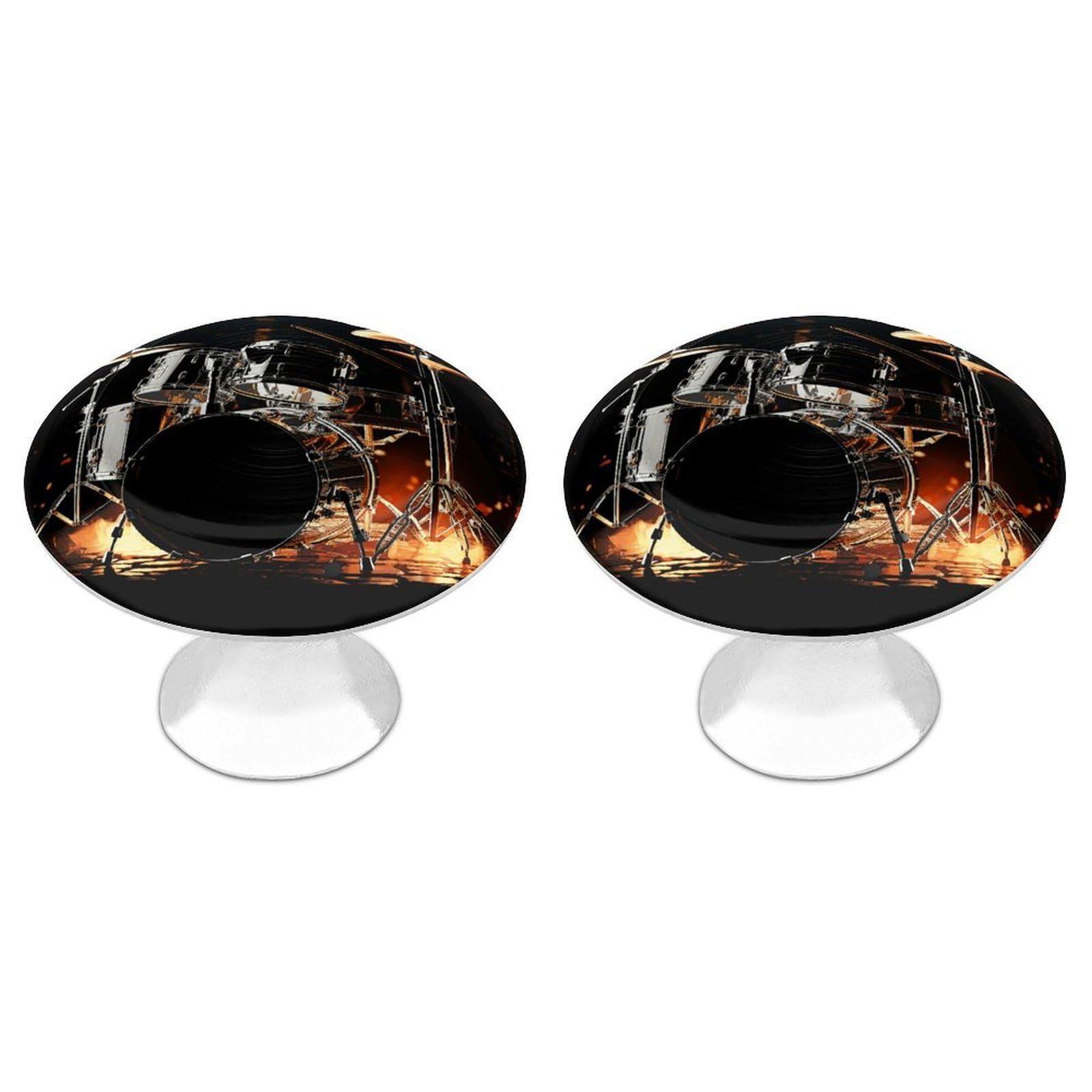 Vstadank Style Drummer Drawer Pulls Sturdy Stainless Steel Door Handle Round Cabinet Knobs Fashion Dresser Drawer Knobs Door Pulls Exquisite Cabinet Handles Furniture Pull 2Pcs