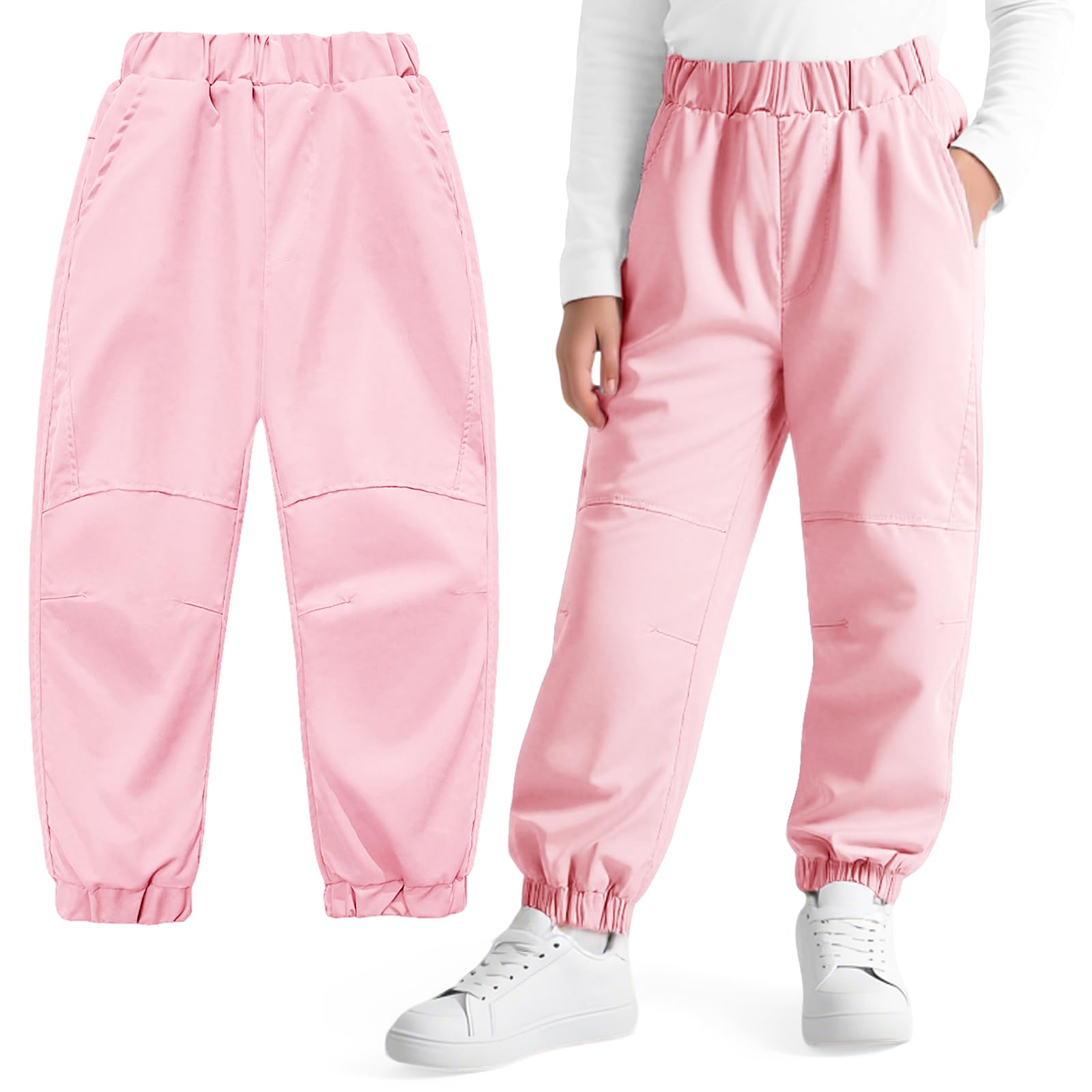 Wanderhose Jungen Mädchen Regenhose Wasserdicht Winddicht Trekkinghose Atmungsaktiv Mesh Futter Jogginghose Elastischer Bund Mit Taschen Outdoor Hose für Kinder Gr.122-164