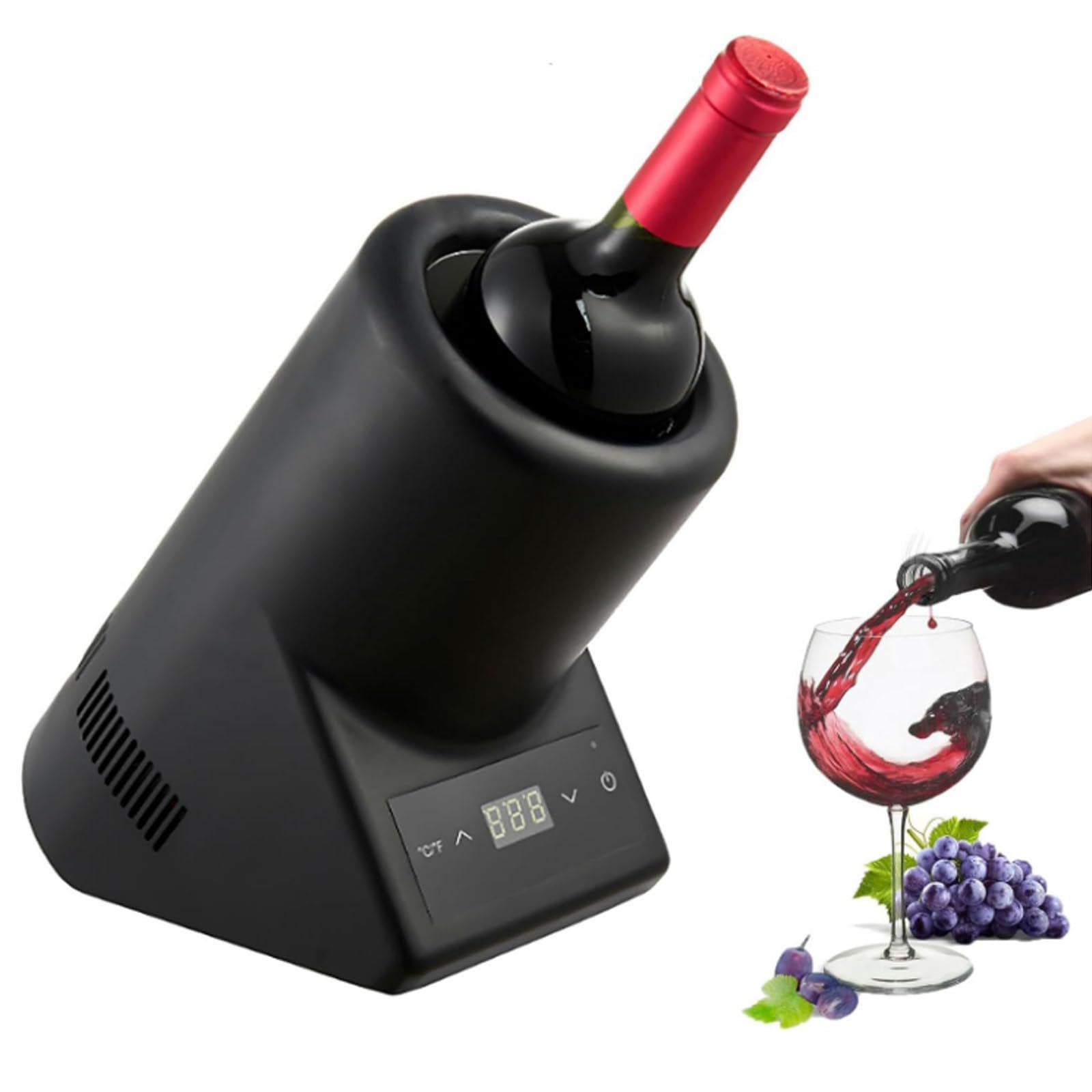 Enfriador de vino eléctrico, enfriador portátil de botellas de vino para vino y champán de 750 ml, mantiene las bebidas frías hasta 24 horas, ideal para cerveza, agua, leche y vino, perfecto para
