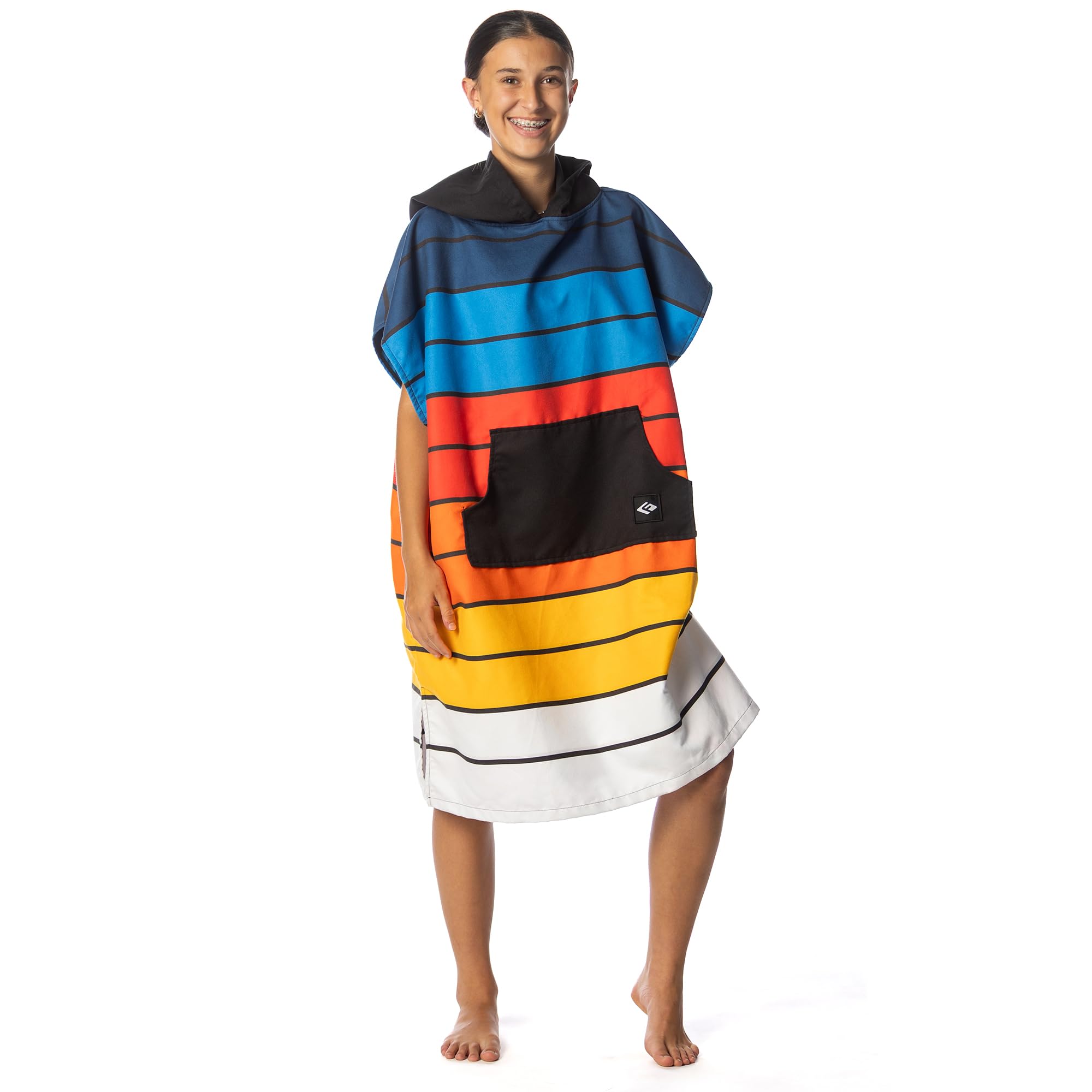 Flow Changing Poncho for Kids with Hood for Swim and Beach (Brightside, M)