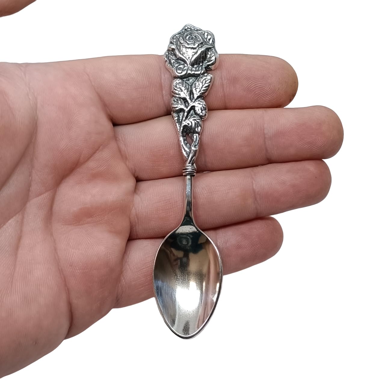   ROSE スプーン STERLING 925 純銀 Sterling Silver Rose Flower Spoon, 925 Hallmark, Nickel-Free