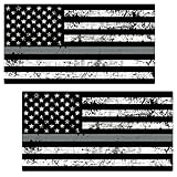 AZ House of Graphics Thin Silver Line Flag GRUNGE Stickers 2 Pack