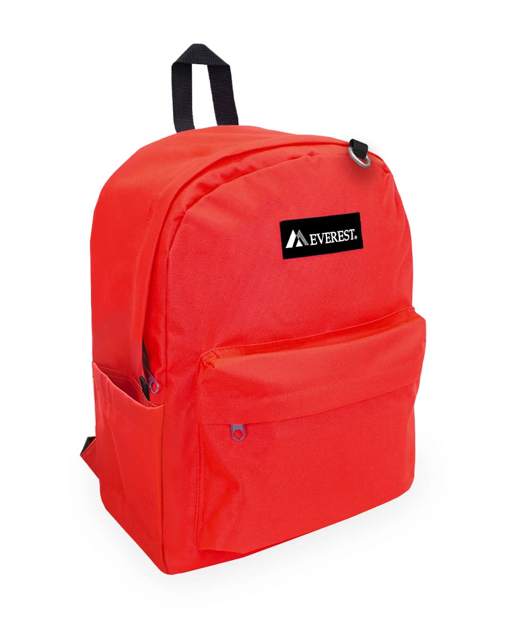 EVERESTClassic Laptop Backpack W/Side Pocket, Red, One Size