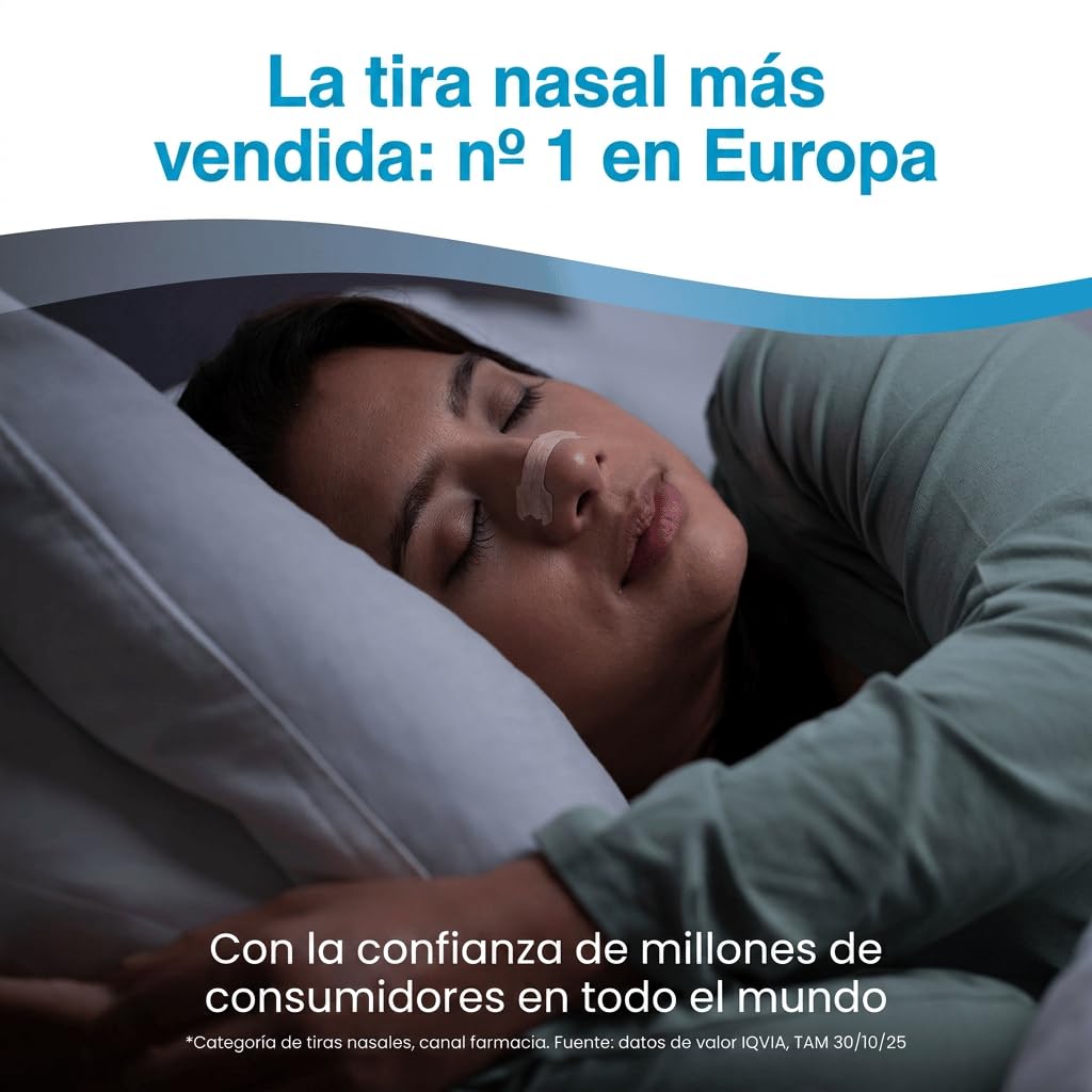 Breathe Right Clásicas - 30 Tiras Nasales/Alivio de la congestión nasal/Ayuda a reducir los ronquidos/Tiras nasales para respirar mejor/Sin Medicamentos (Grande)