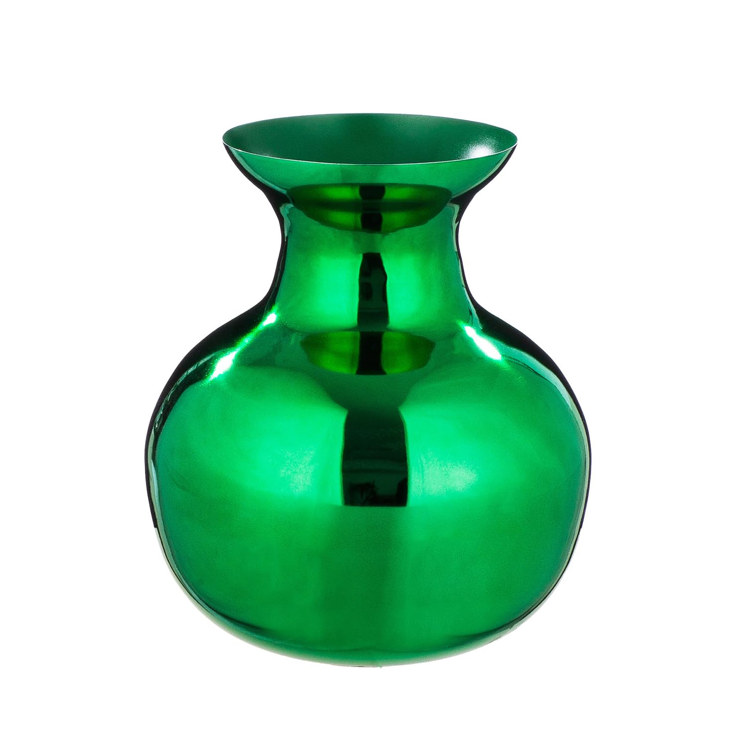 GILDE Kyoto vase, iron, bulbous, glossy, green, height 29 cm x diameter 25 cm, waterproof flower vase