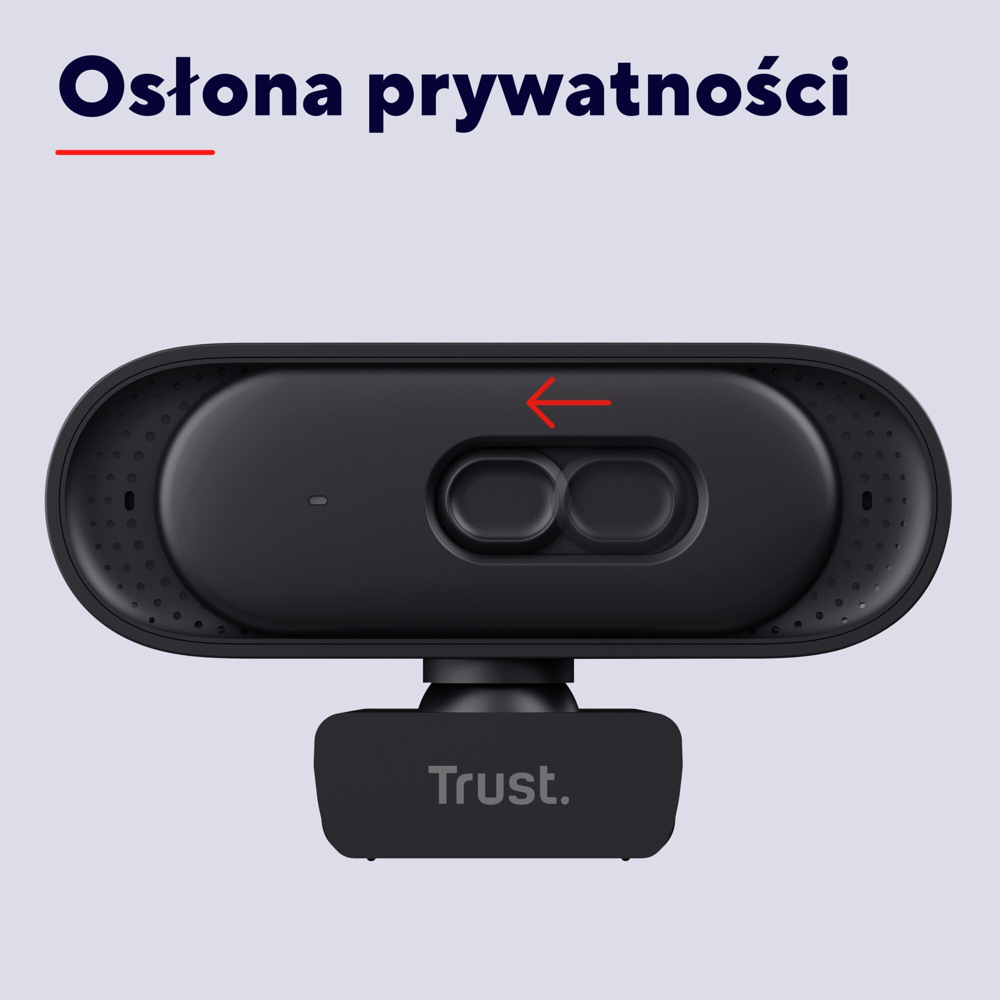 Trust Ovala 2K QHD kamera internetowa z osłoną prywatności, czarna | pole widzenia 75°, USB-A/USB-C, kamerka komputerowa do spotkań i streamowania z redukcją szumów, Teams, Google Meet, Zoom