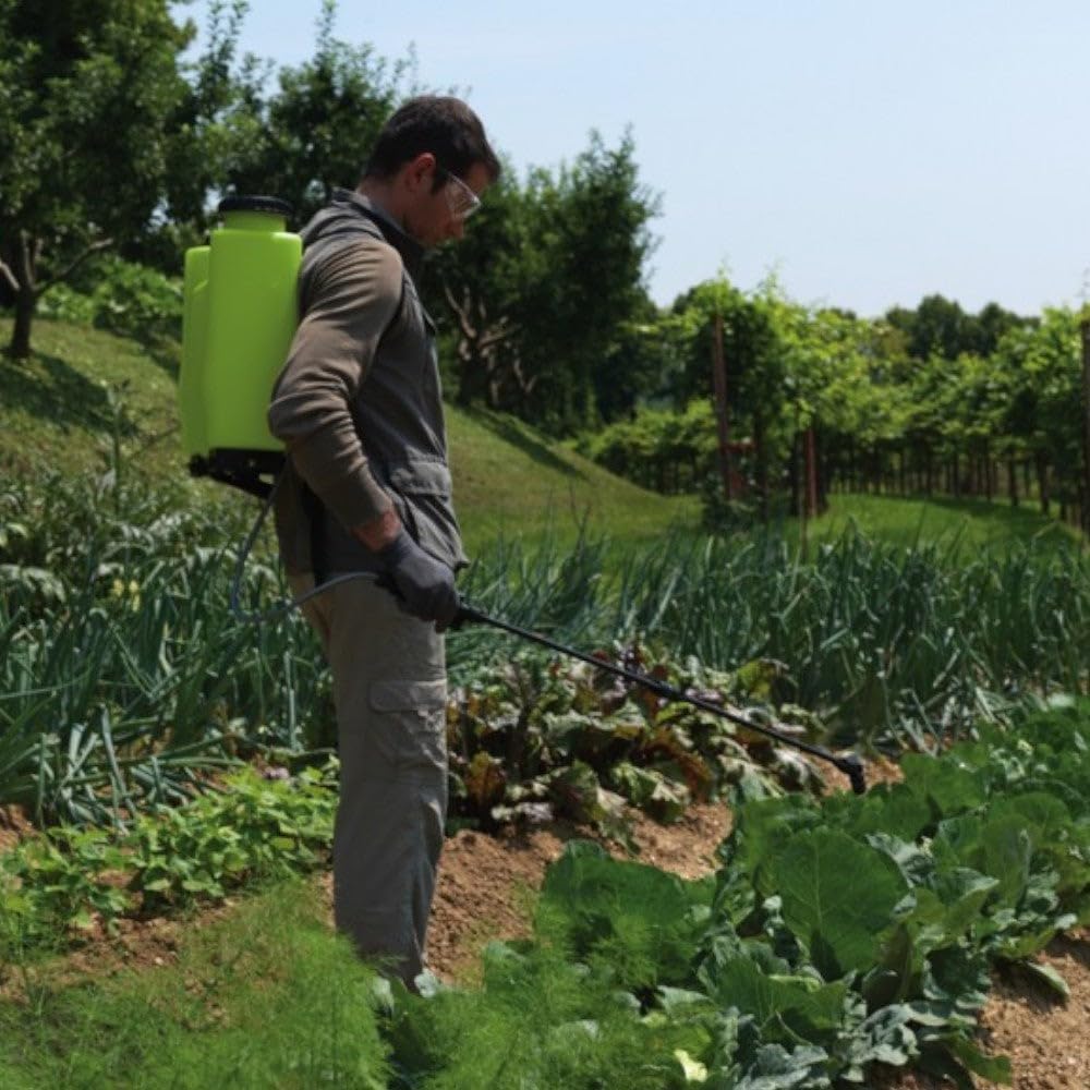 Pompa irroratrice a spalla zaino 12 lt. verde con avviamento manuale e regolatore di pressione e pompante in resina Garden