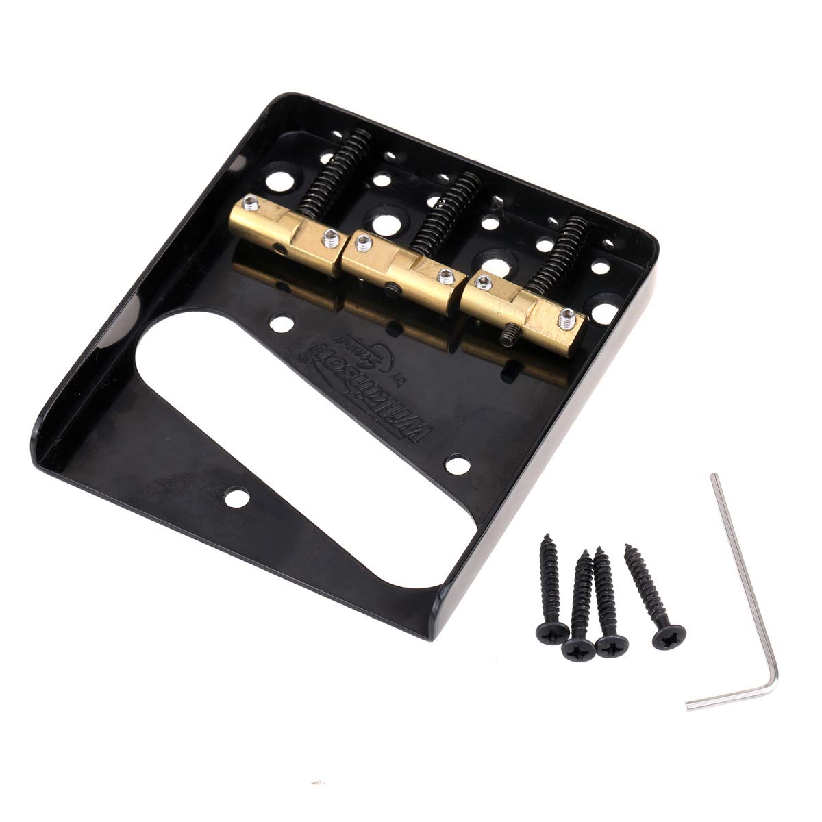 WilkinsonWTB Ashtray Brass Compensated 3-Saddle Telecaster Bridge for Tele Guitar, Black