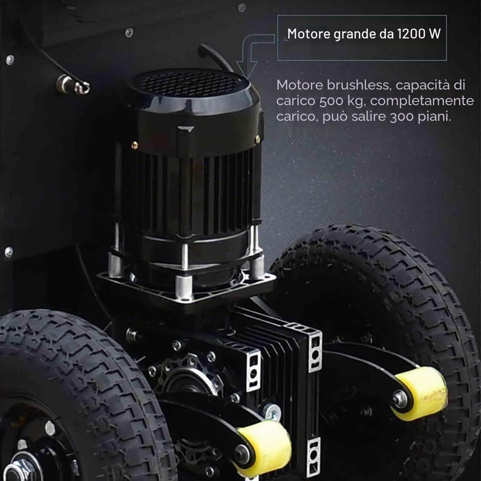 Carrello montascale Elettrico da 1200 W, capacità di carico (400 kg), Motore brushless, Batteria Rimovibile, Sali e scendi Le Scale Senza Sforzo, Facile da Usare e Portatile,1200w
