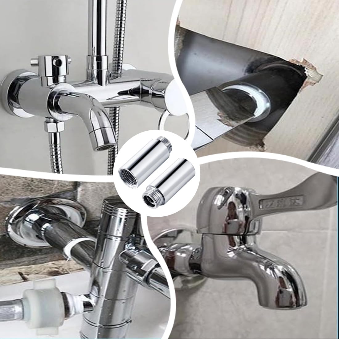 2 Pezzi Tubo Di Prolunga Per Soffione Doccia 50Mm Braccio Di Estensione Testa Di Doccia Braccio Di Prolunga Per Tubo Doccia In Acciaio Inossidabile Per Sostenere Ed Estendere Soffione Doccia