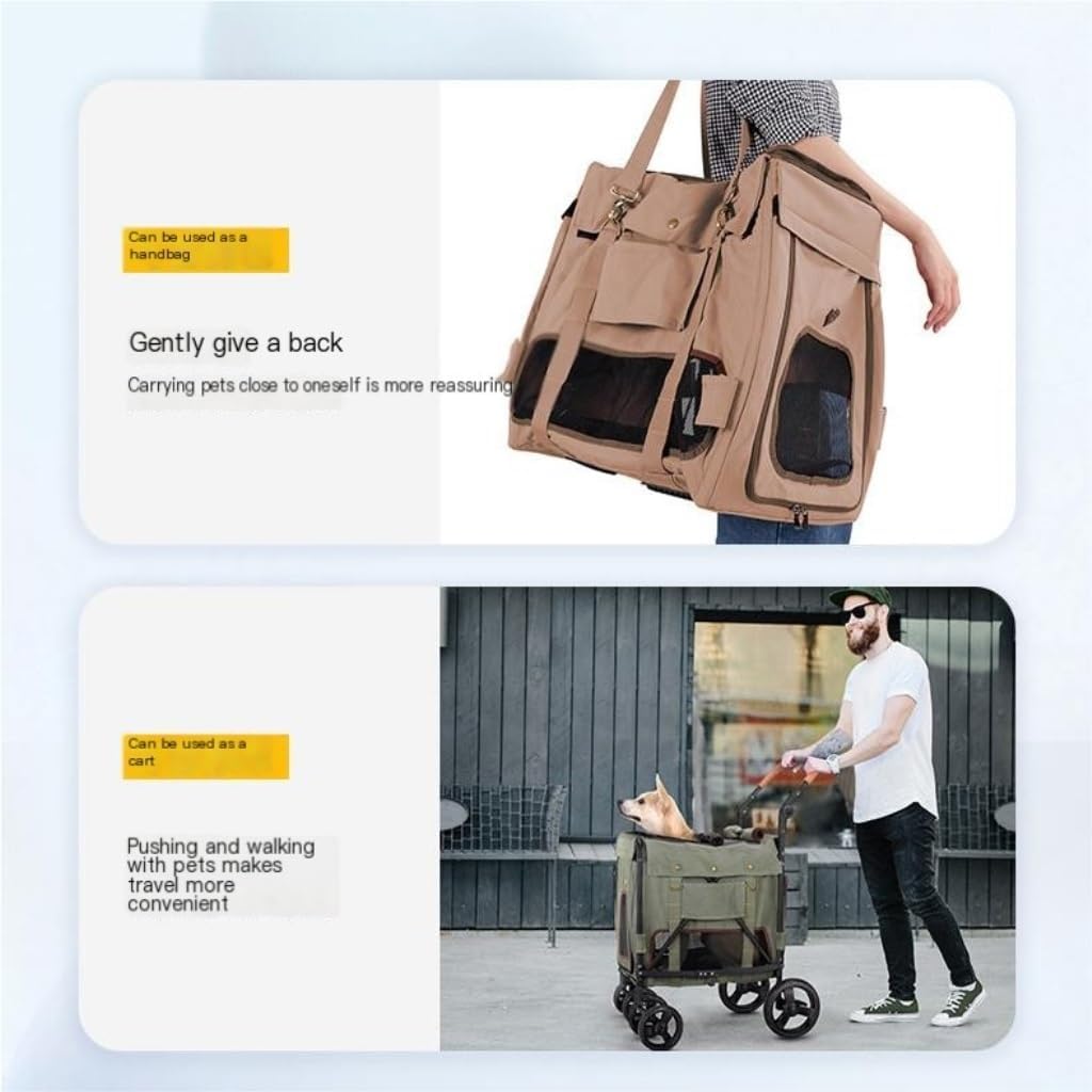 Pet Strollers Pet Stroller Lightweight Foldable Dog Stroller Detached Cat Outing Stroller Multifunctional Stroller Pet Stroller Medium(Green)