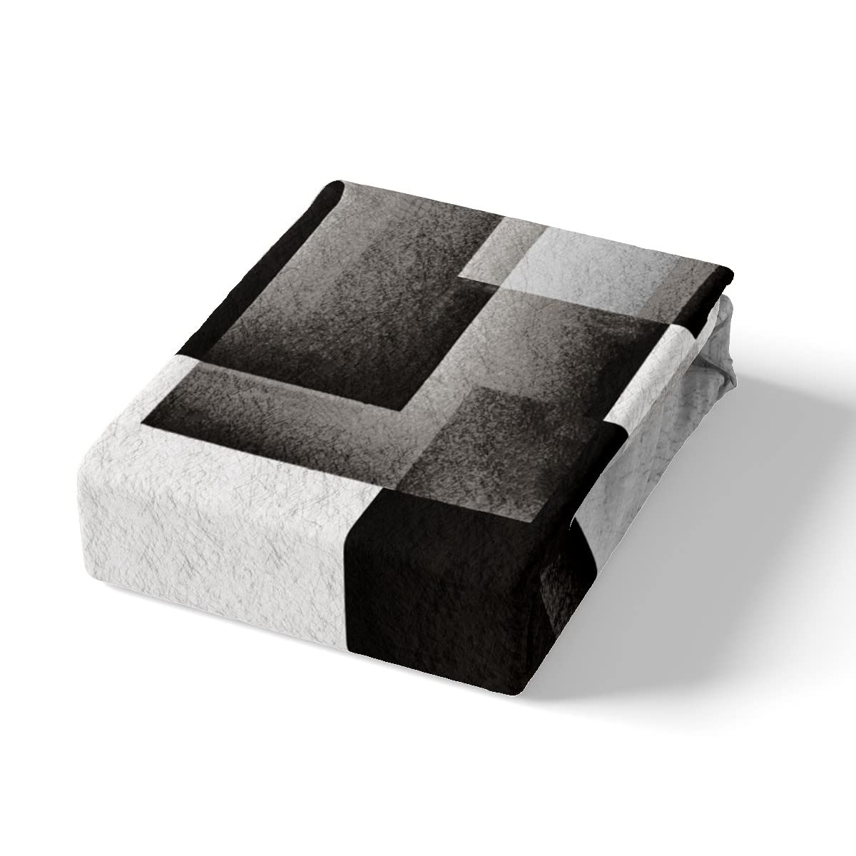 Juego de sábanas geométricas para niños, sábanas de cuadros grises y negros con bolsillo profundo para niños, juego de sábanas modernas abstractas, transpirables, decoración geométrica, tamaño King