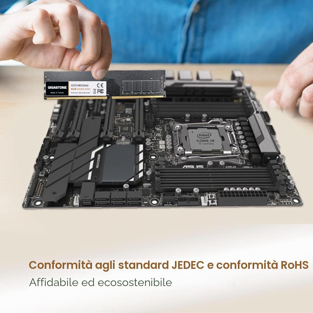 【DDR4 RAM】GIGASTONE 16GB Kit(2x8GB) DDR4 2666MHz (2400MHz or 2133MHz) PC4-21300 (PC4-19200/17000) CL19 1.2V UDIMM 288pin Unbuffered Non ECC Ideale PC Desktop alta prestazione Memoria Upgrade