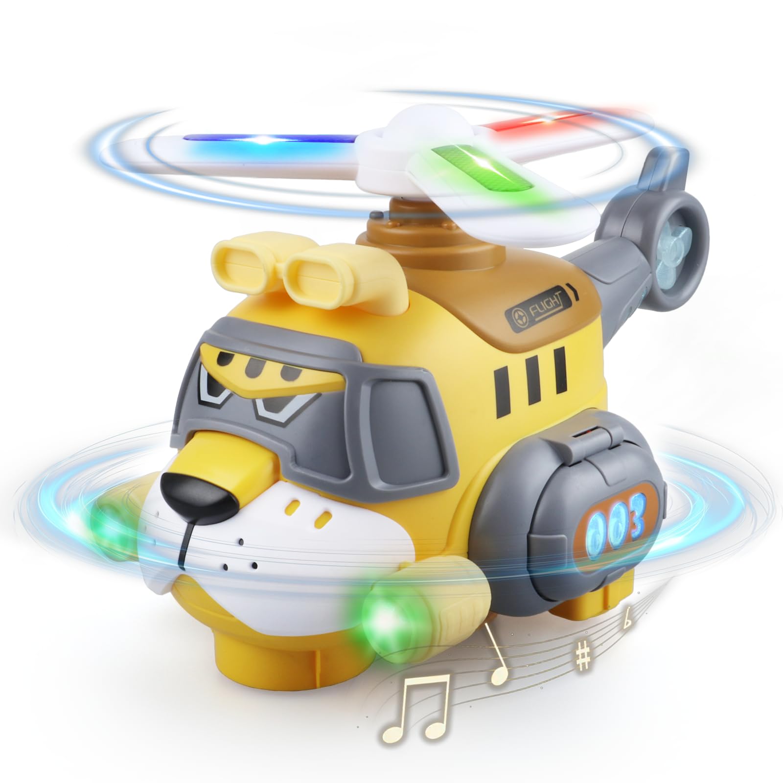victob Helicopter Toy for Kids with Lights & Sounds, Automatic Bump & Go Action, 360° Rotation Airplane Toys, Birthday Gifts for Boys Girls 3 4 5 6 Years Old, Yellow — image 1