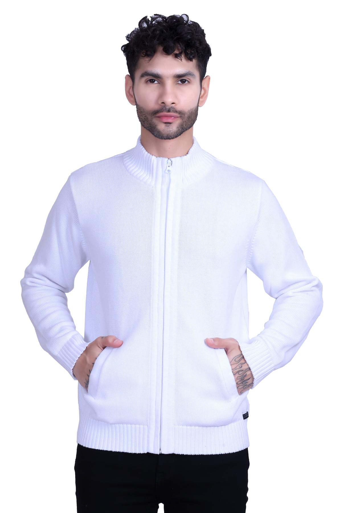 Mens Cotton Full Sleeve High Neck Full Zipper Sweater Cardigan for Men with Side Pockets-image-19