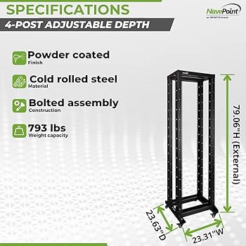 Amazon.com: NavePoint 7ft Open Frame 19 Inch 42U 4-Post