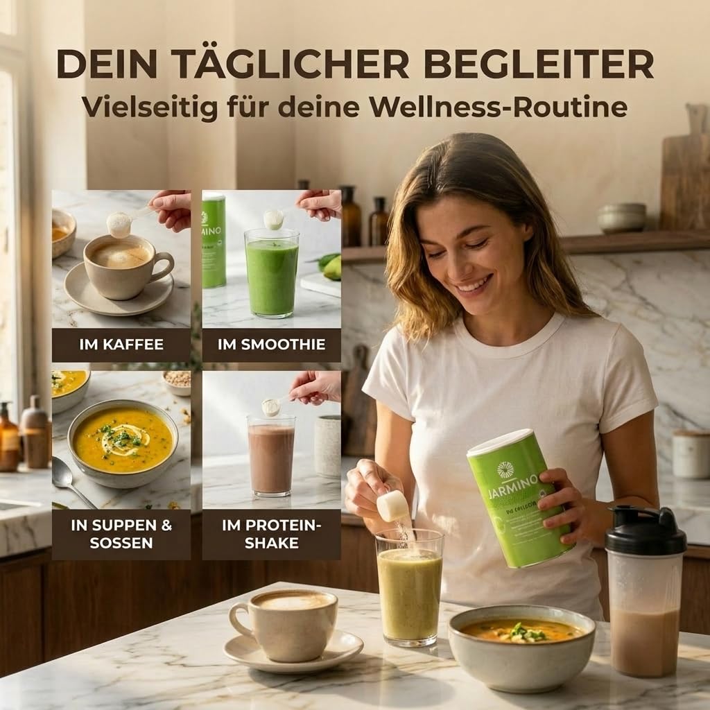 JARMINO Bio Kollagen Pulver | vom Weiderind & Grass-fed | 30 Portionen | Organic Bone Broth - Knochenbrühe Pulver | Collagen Peptide und Protein Powder in Bio Qualität | 300g