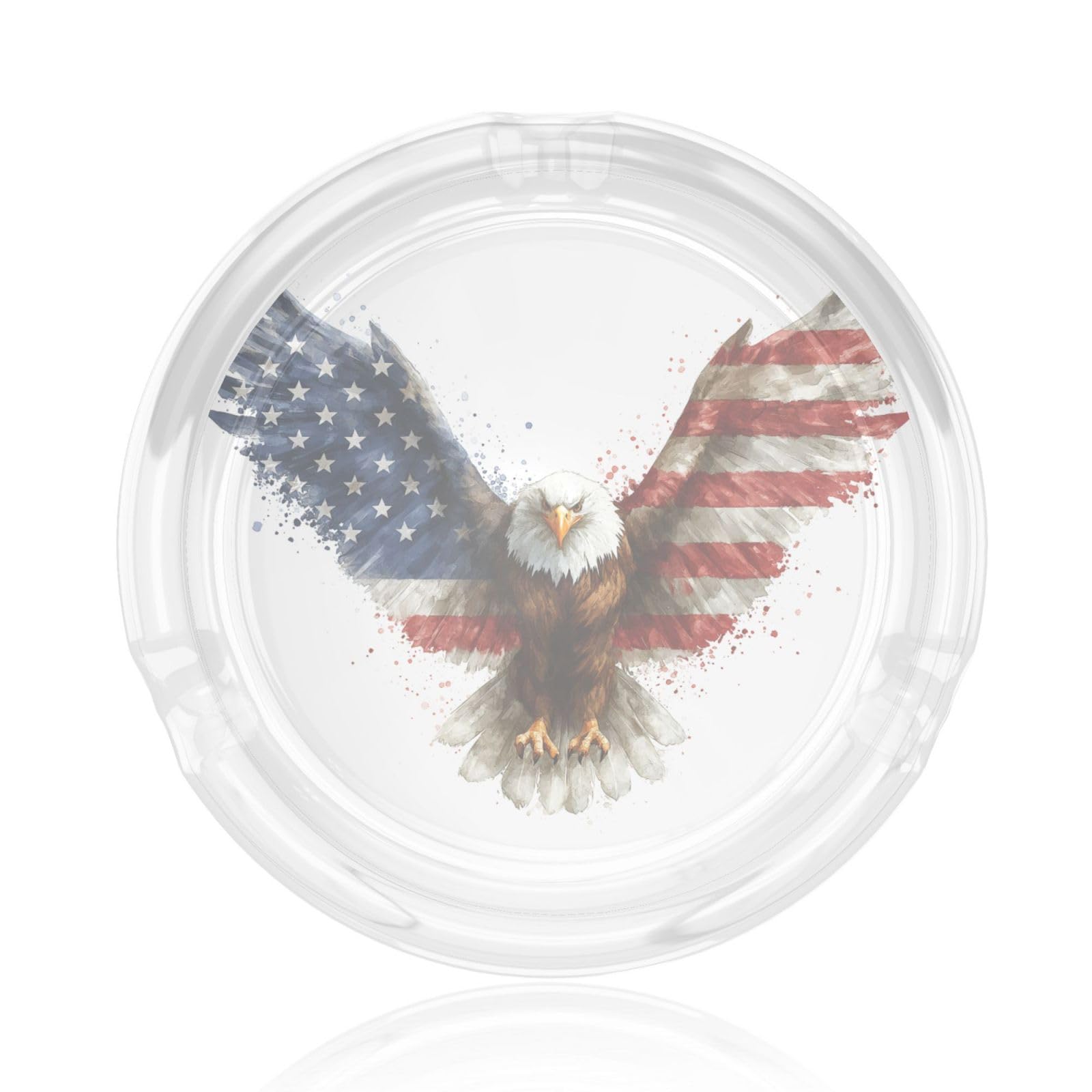 Flying Whimsical Eagle American Flag Pattern Glass Ashtray For Cigarettes Ash Trays Case For Home Office Decor