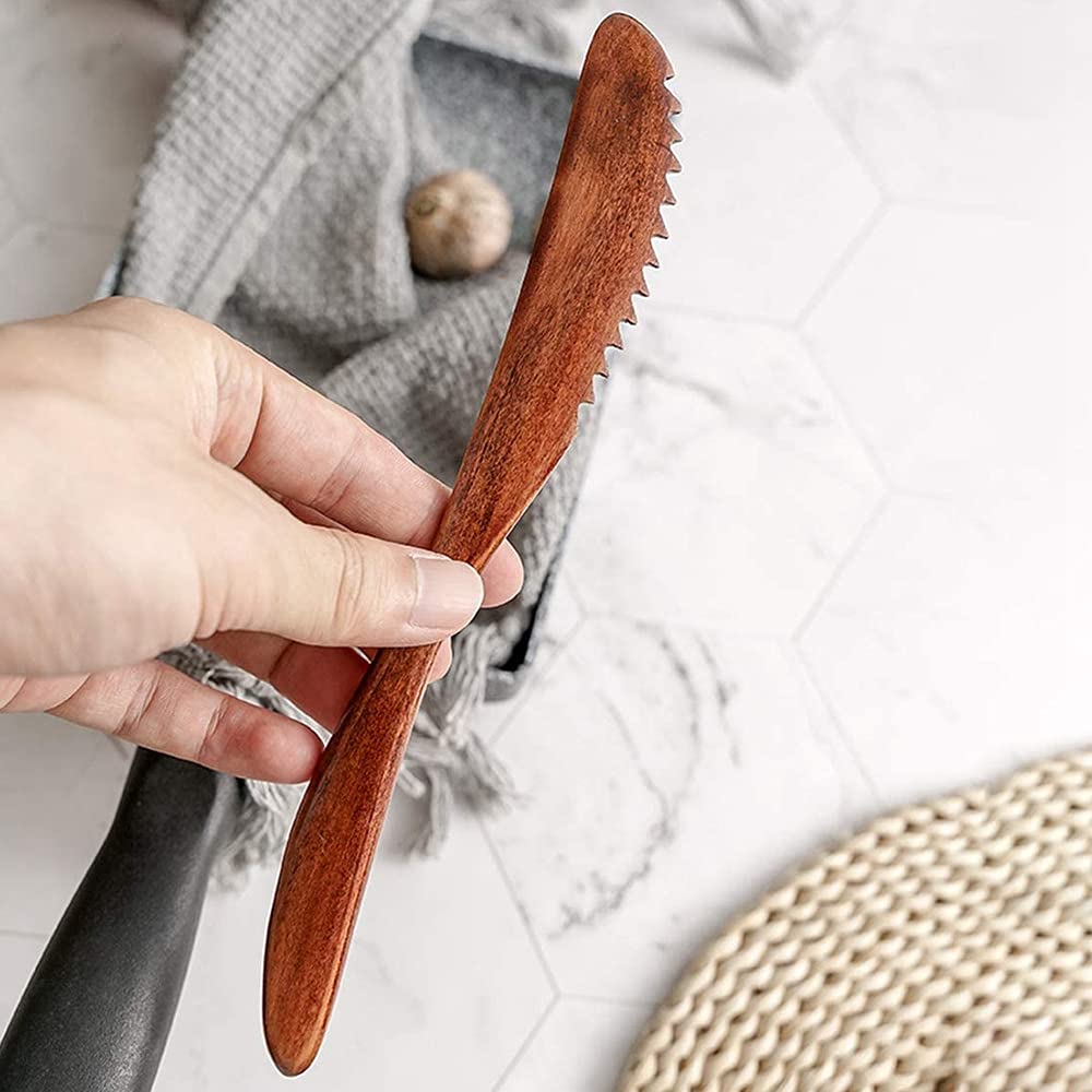 Juego de Cubiertos de Cuchillo de Tenedor de Cuchara de Madera de 15 Piezas, Juego de Utensilios de Cena de Madera, Juego de Cubiertos de Vajilla de Cocina de Madera