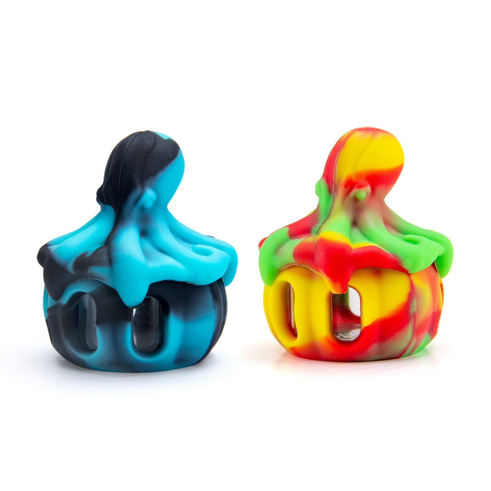 ZCO Portable Silicone Glass Container Jar - Mini Cute Octopus Shape -Glass Jar Insert 10ml - (4 colors) (multi)