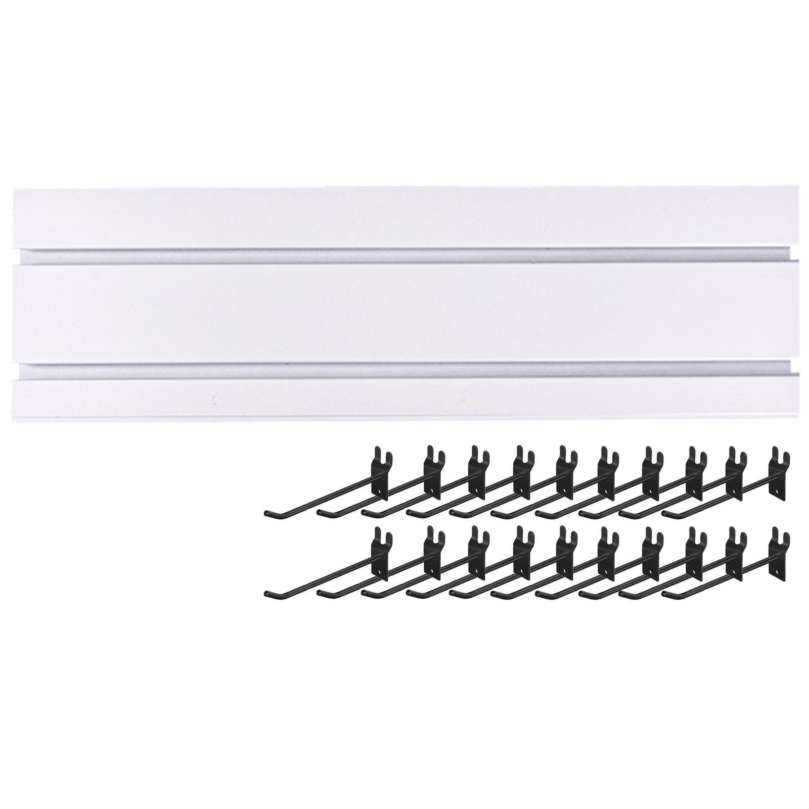 WIGING Slatwall Panel, PVC Interlocking Slat Wall Paneling With 20 Hooks, Heavy Duty Storage Organizer Display Panels For Retail Store, Garage Wall, Craft(White,15.5x60cm/6.1x23.62in)