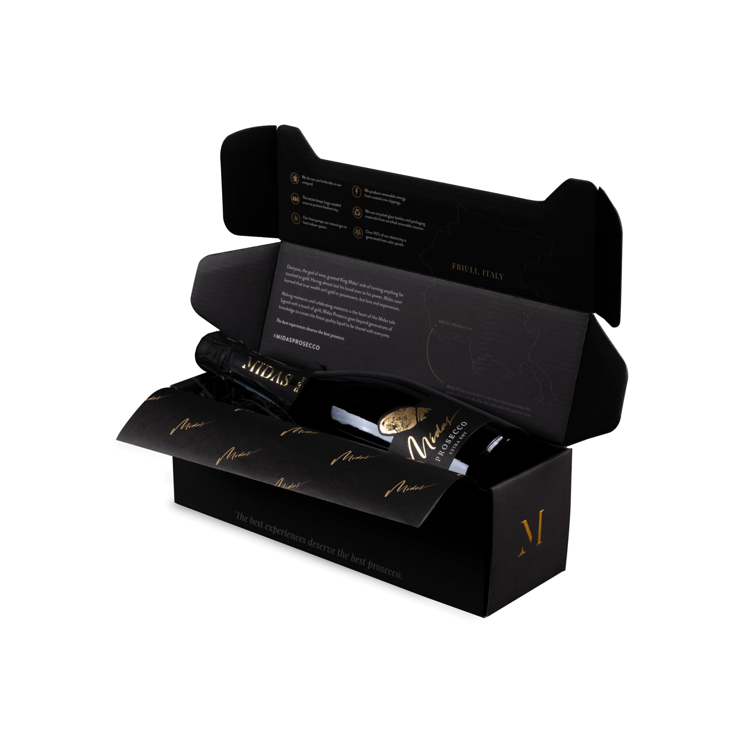 MidasProsecco Gift Box - DOC Premium Prosecco - Delicate, Fresh, Floral - Vegan, Gluten Free, No Added Sulphites - 75cl