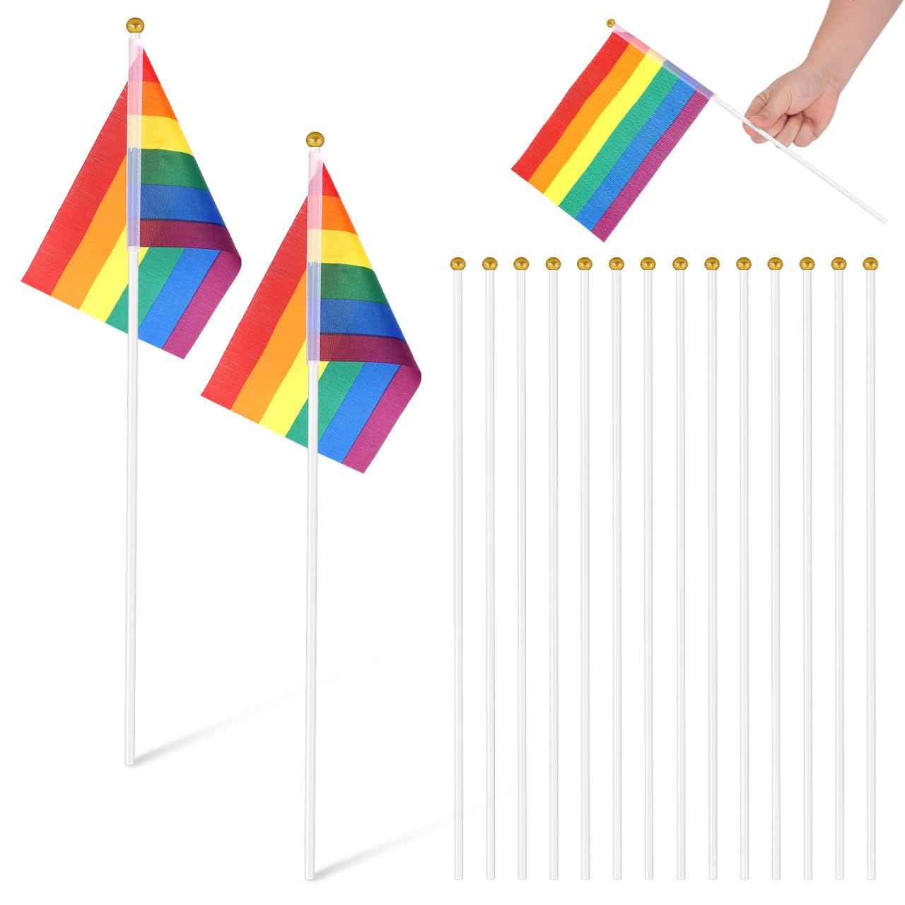 Yardwe 50 PièCes MâT De Drapeau en Plastique Rigide Portable LéGer pour Bureau ÉCole RéUnion DéCoration ExtéRieure 40cm