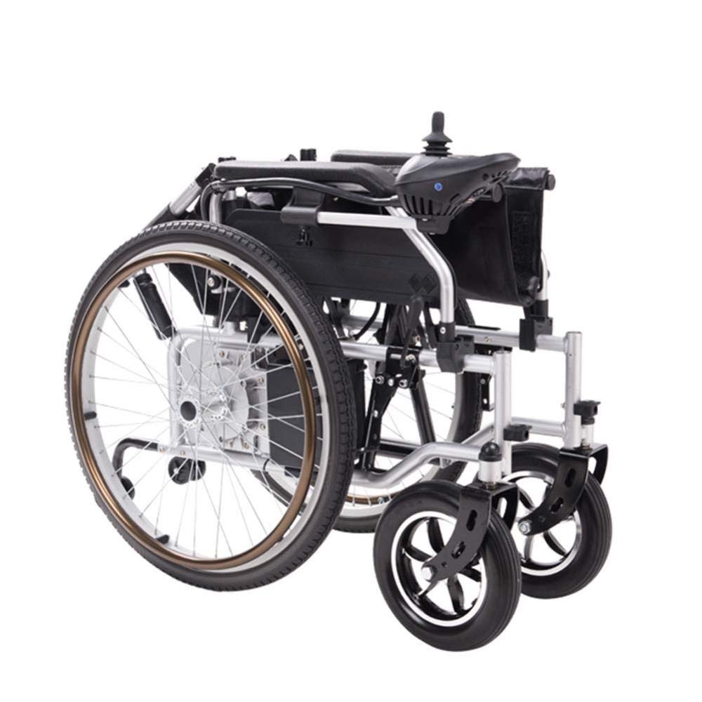 MU Silla de Ruedas Eléctrica Ligera de Doble Función Plegable (Batería de Ion de Litio 20A), Conduzca con Energía Eléctrica O Use como Silla de Ruedas Manual,UNA,Un tamaño