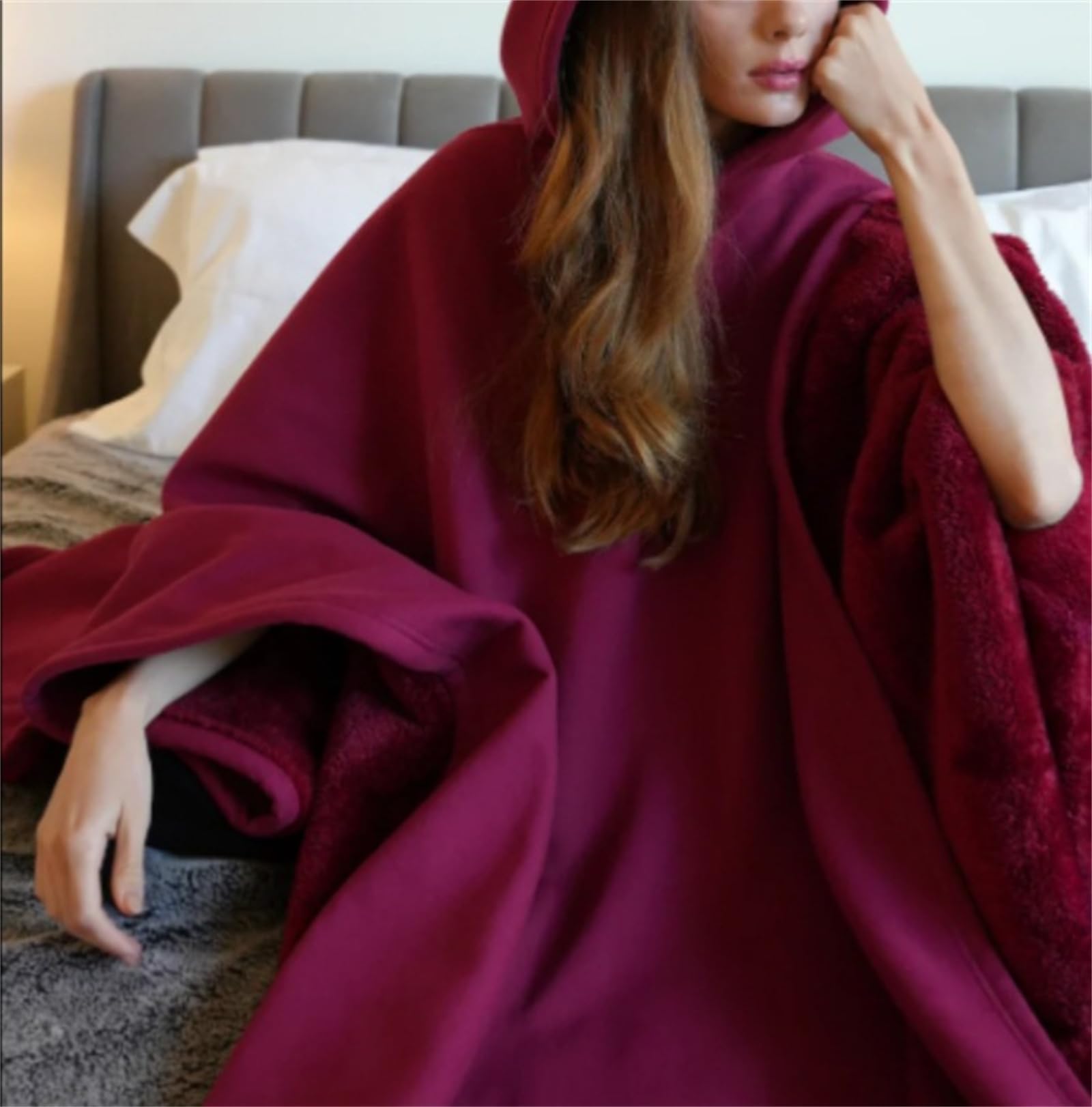Arcane Sweat à capuche unisexe surdimensionné long poncho à capuche Poncho lesté portable unisexe coupe ample