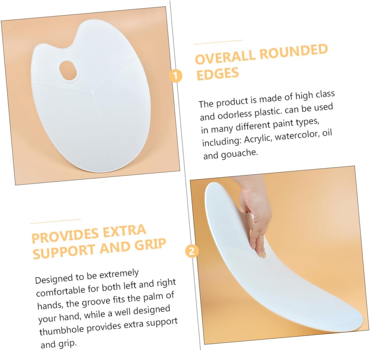 HOMSFOU 3pcs Paint Pallets Oval Shaped Trays Bulk DIY Mixing Plates Stain Resistant Easy Cleaning
