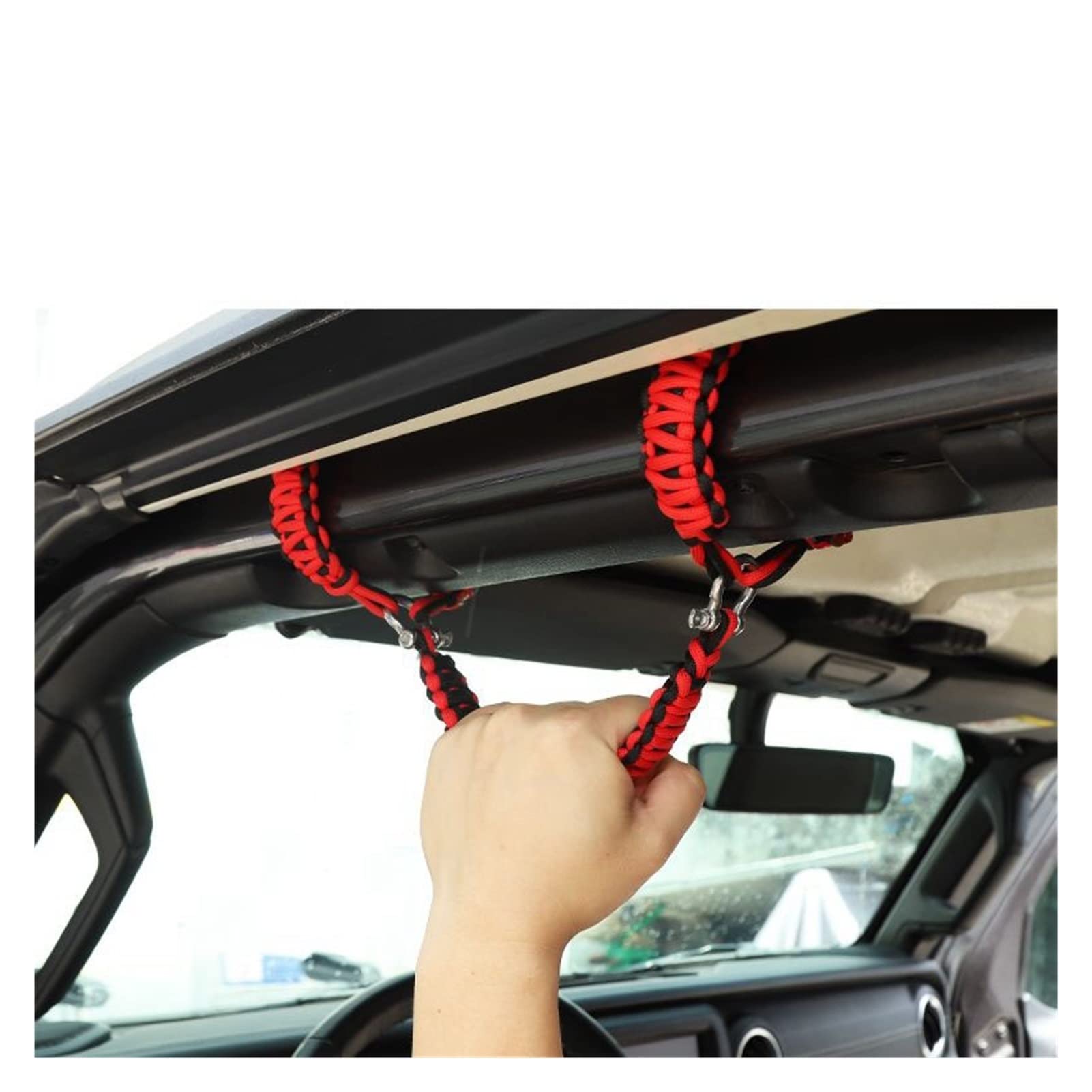 ROMASO Maniglie Universali Per Poggiatesta Auto – 2 Pezzi In Paracord 566 – Nero/Rosso Per Jeep, F-150, Tacoma