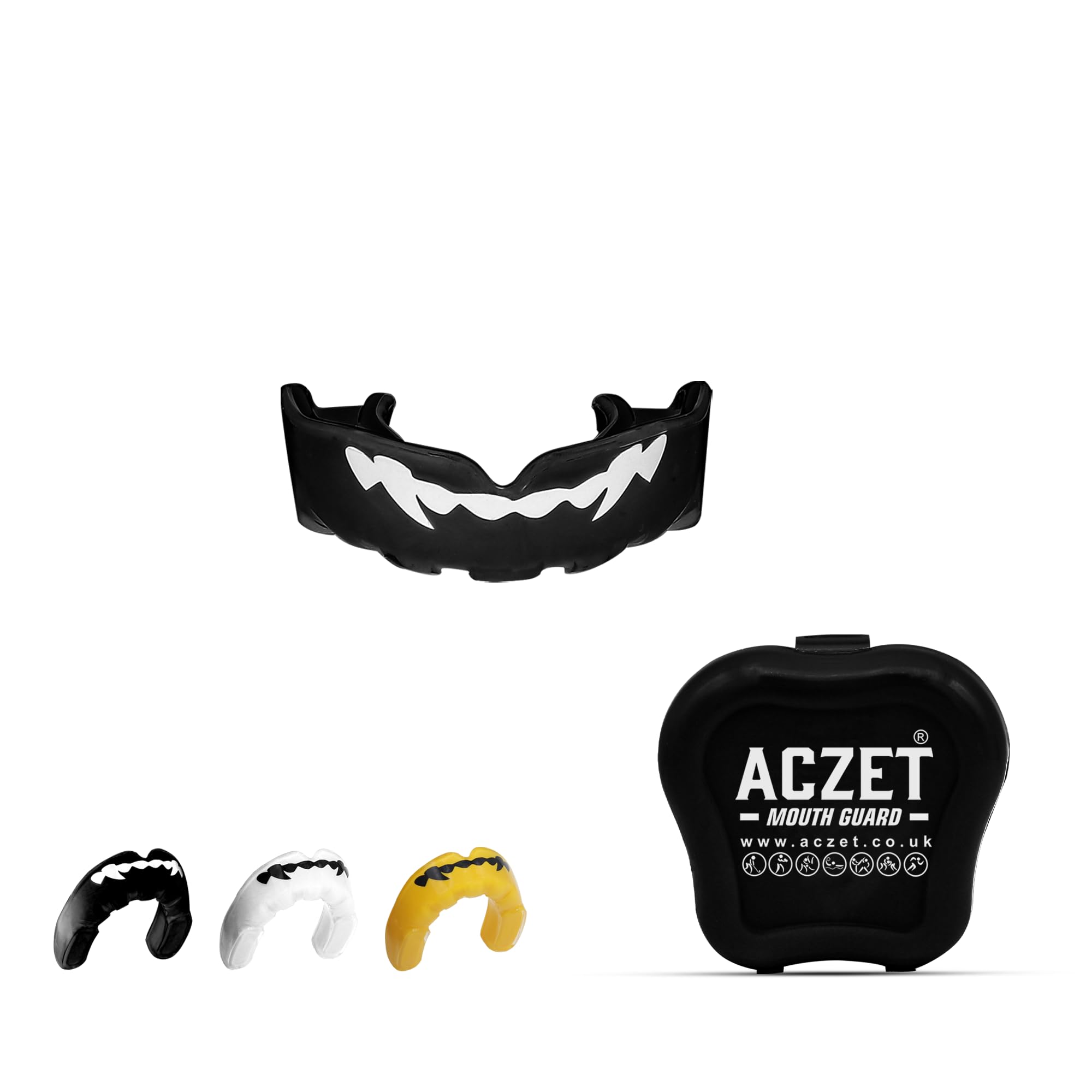 Mouthguard Dual Layer Protection with Storage Case, Gum Shield for Combat Sports, MMA, Rugby, Martial Arts, Boxing, Junior and Adult Sizes (Black, Junior)