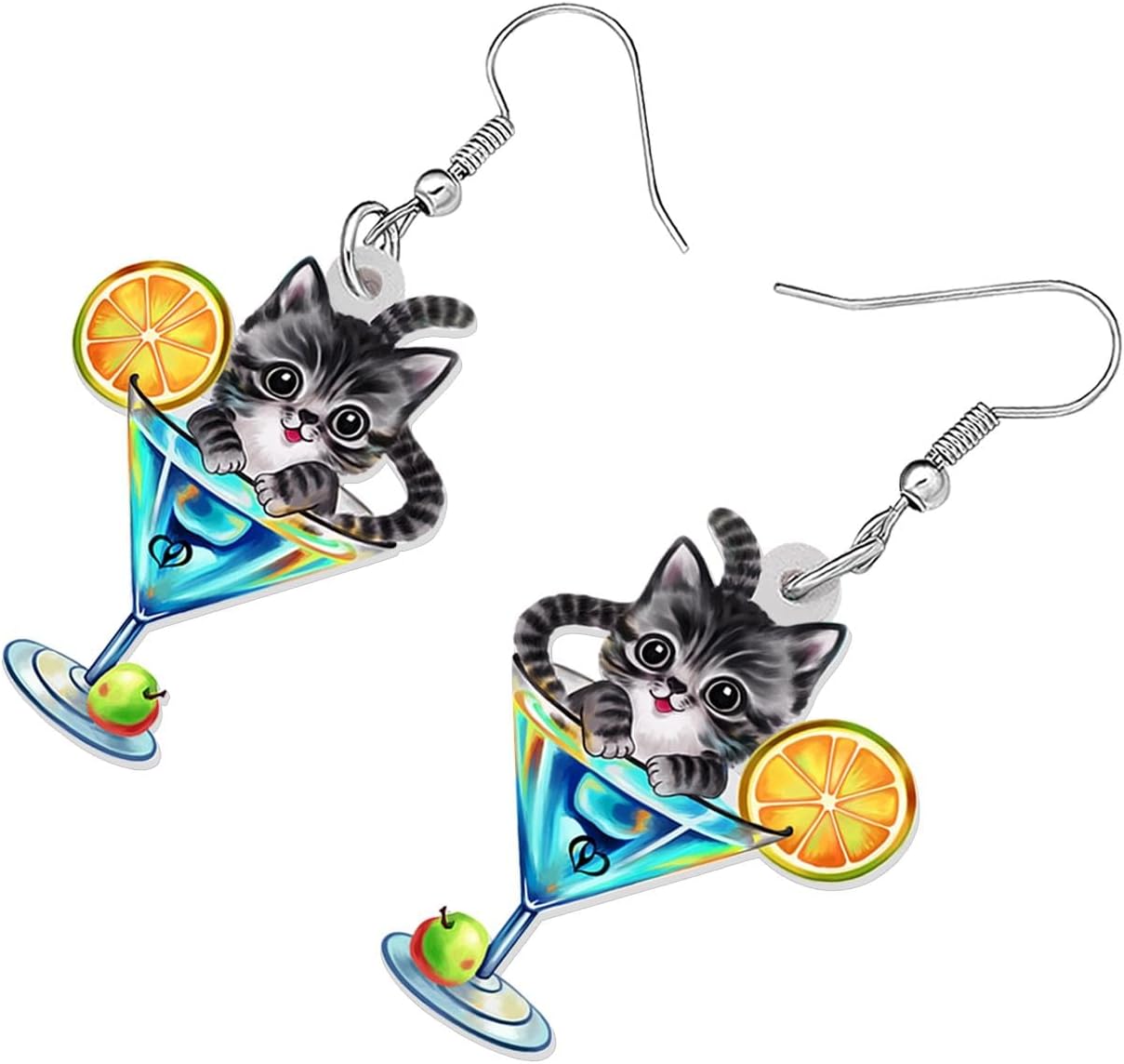 Acrylic Drop Cat Earrings Pets Funny Design 7 Color Lovely Gift For Girl Women By The Bonsny - Image 3