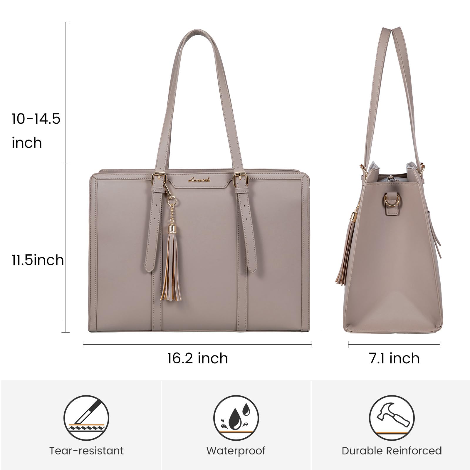 LOVEVOOK Laptop Bag for Women 15.6 inch Lightweight Canvas Laptop Tote Bag, Large Capacity Computer bag with Clutch Purse for Business, Work, Office, Travel,School??îCasual??êCinnamon??î15.6 Inch??ë