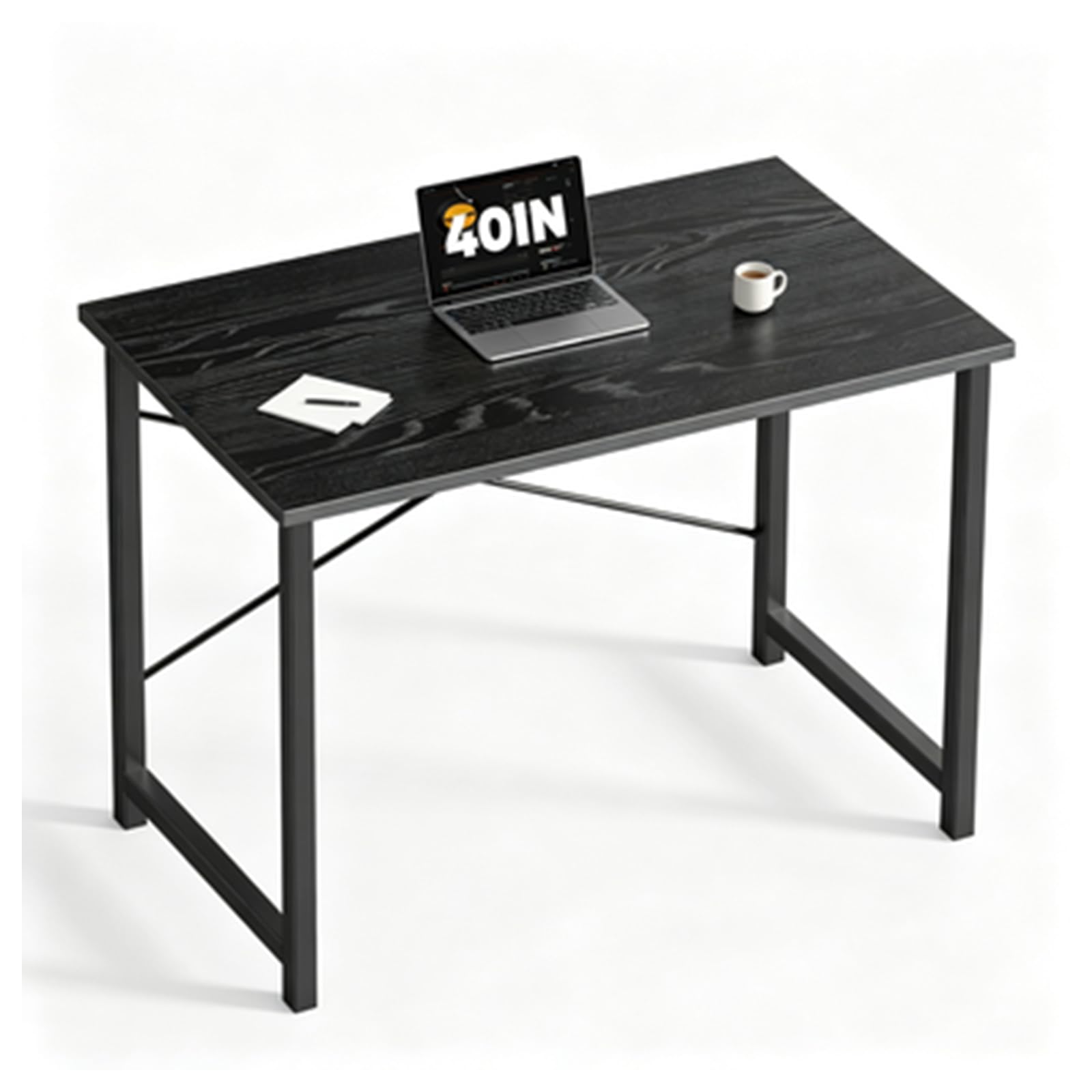 DUMOS 40 Inch Small Computer Desk, Home Office Desks for Bedroom, Black Black 40 Inch