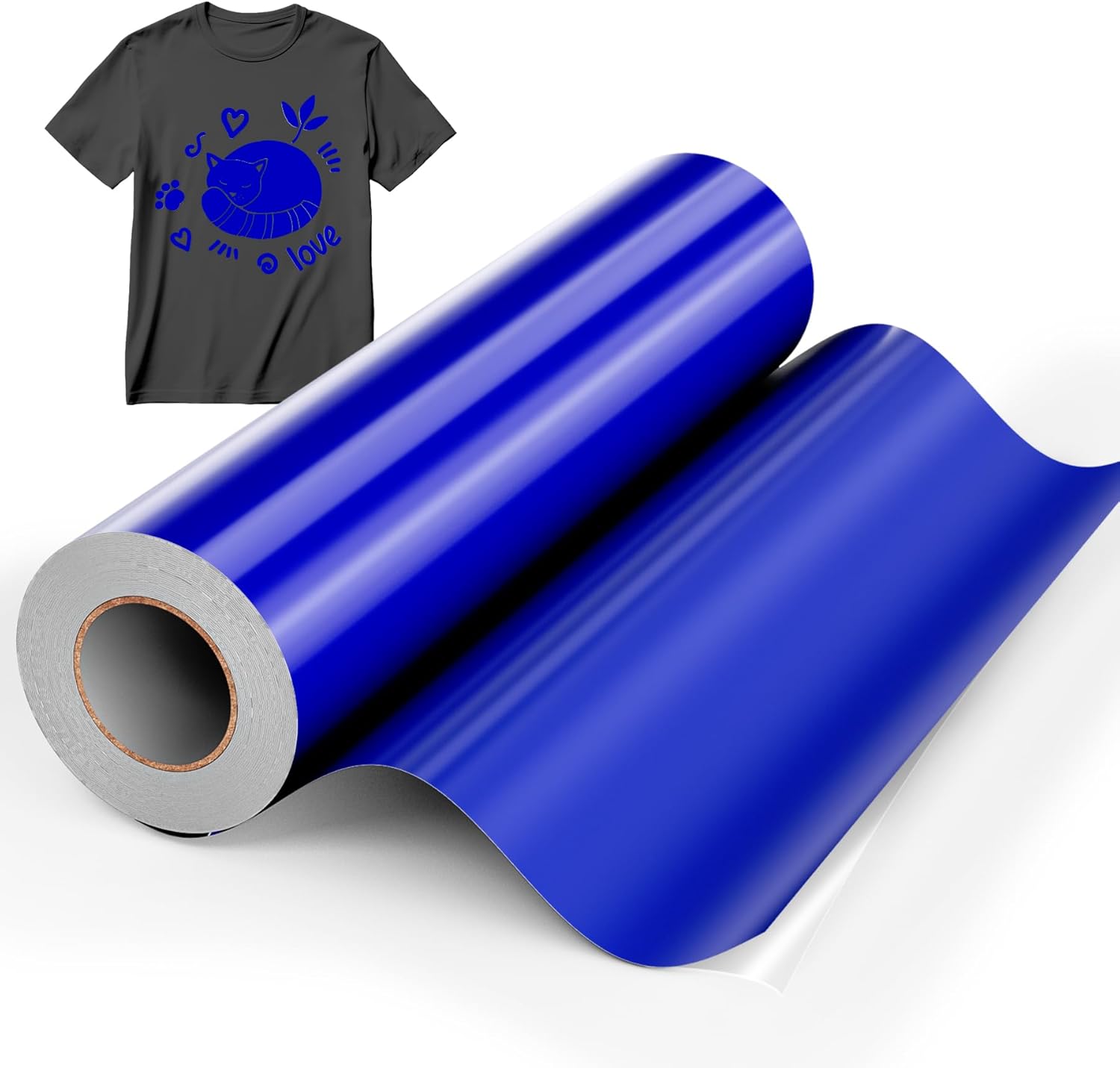 Hisiu HTV Vinyl Roll Heat Transfer Vinyl, Royal Blue 12"x35ft Iron on Vinyl Heat