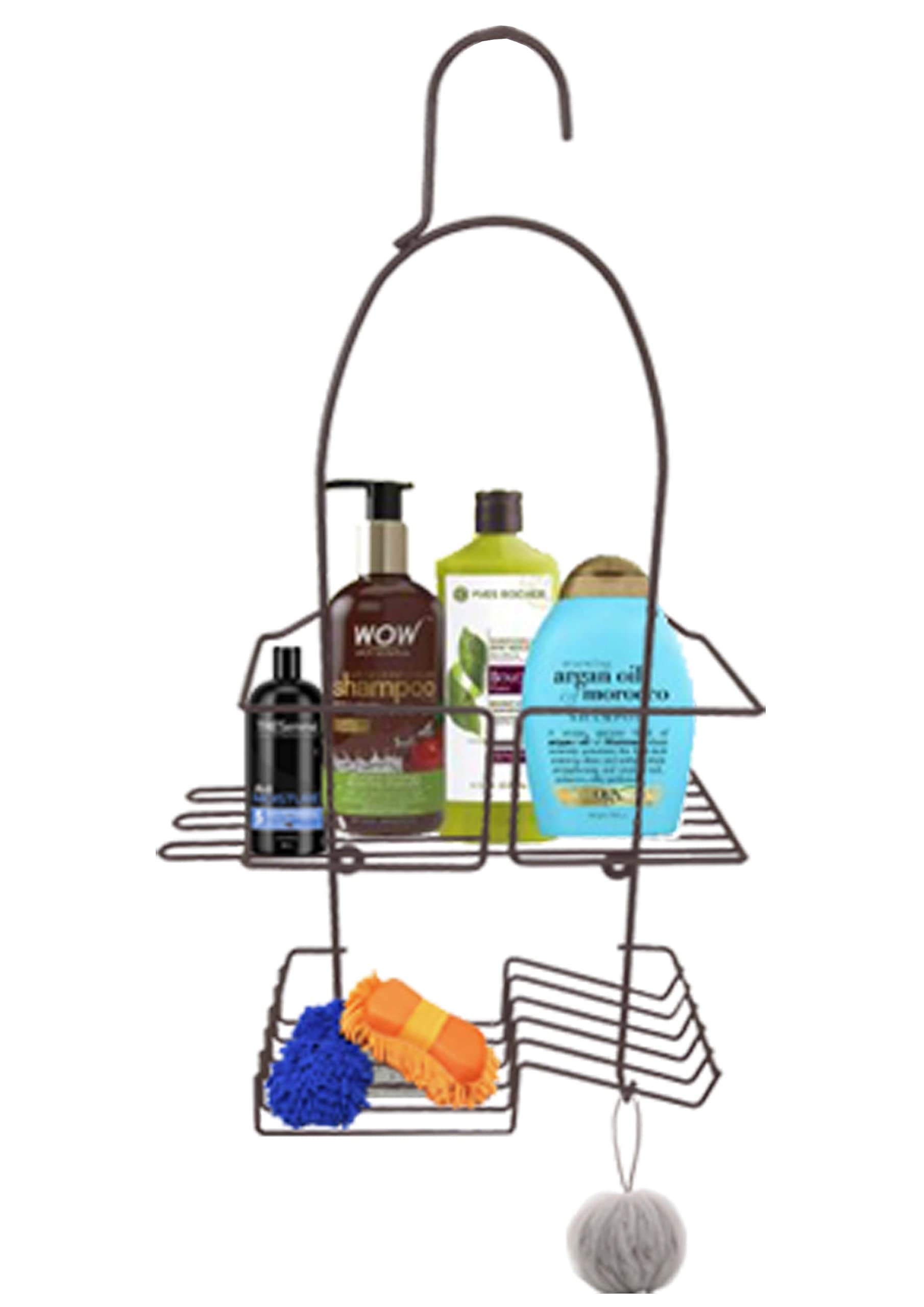 Homion Grey 2 Tier Shower Caddy With Hanging Hook And Two Extra Hooks - Rust Free