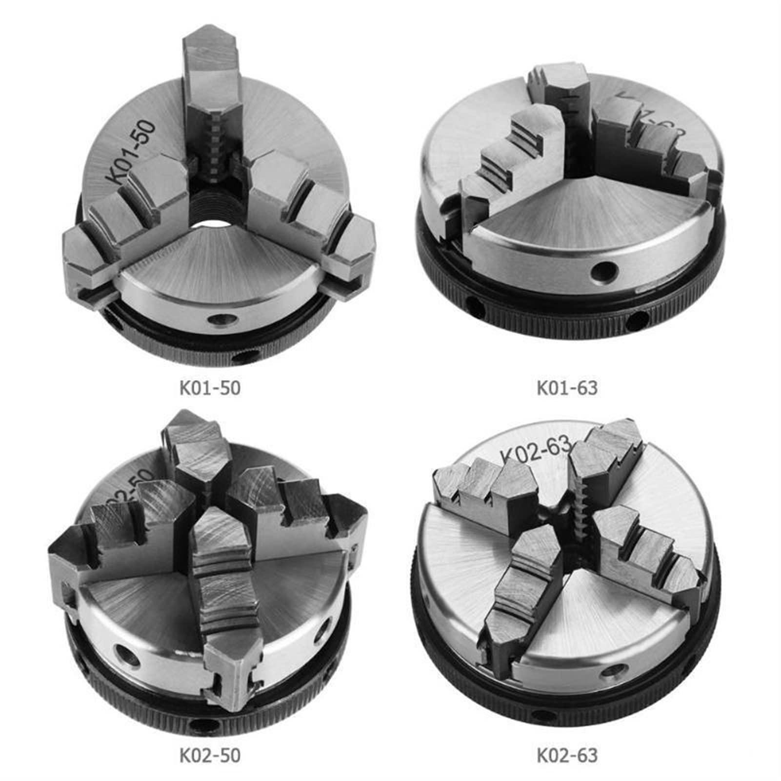 Uchwyt tokarski, 3/4 szczęki Drewno Tokarka Chuck 50mm 63mm Ręczne samocentrujące Metalowe drewno Duży Wszystkie akcesoria stalowe(K01-50)
