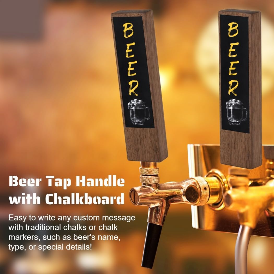 8 Walnut Wood Beer Tap Handle with Chalkboard, Mini Kegerator Tap Handle for Fun & Custom Message, 3/8'' - 16 UNC Thread, Gift for Homebrewers & Beer Lovers