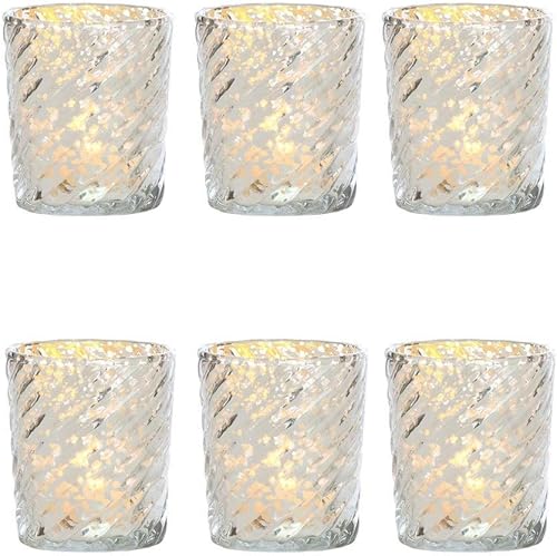 Miniatura 6 de Luna Bazaar - Portavelas de cristal de mercurio (3 pulgadas, diseño Grace, dorado) - para uso con velas de té - para decoración del hogar, fiestas y