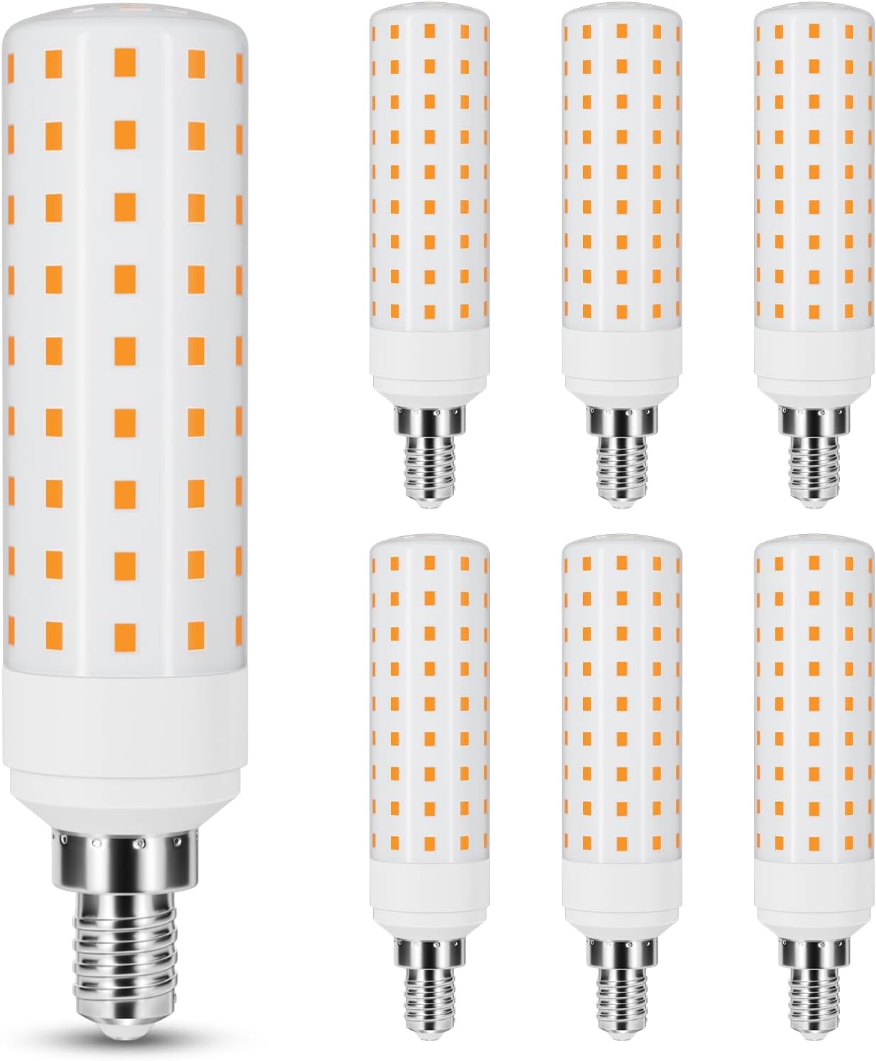E12 100 Watt Equivalent LED Candelabra Bulbs C7, 3000K Warm White, 12W 1600 Lumen, T6 E12 LED Chandelier Light Bulbs for Ceiling Fan Pendant Lighting Salt Lamp, 6 Pack