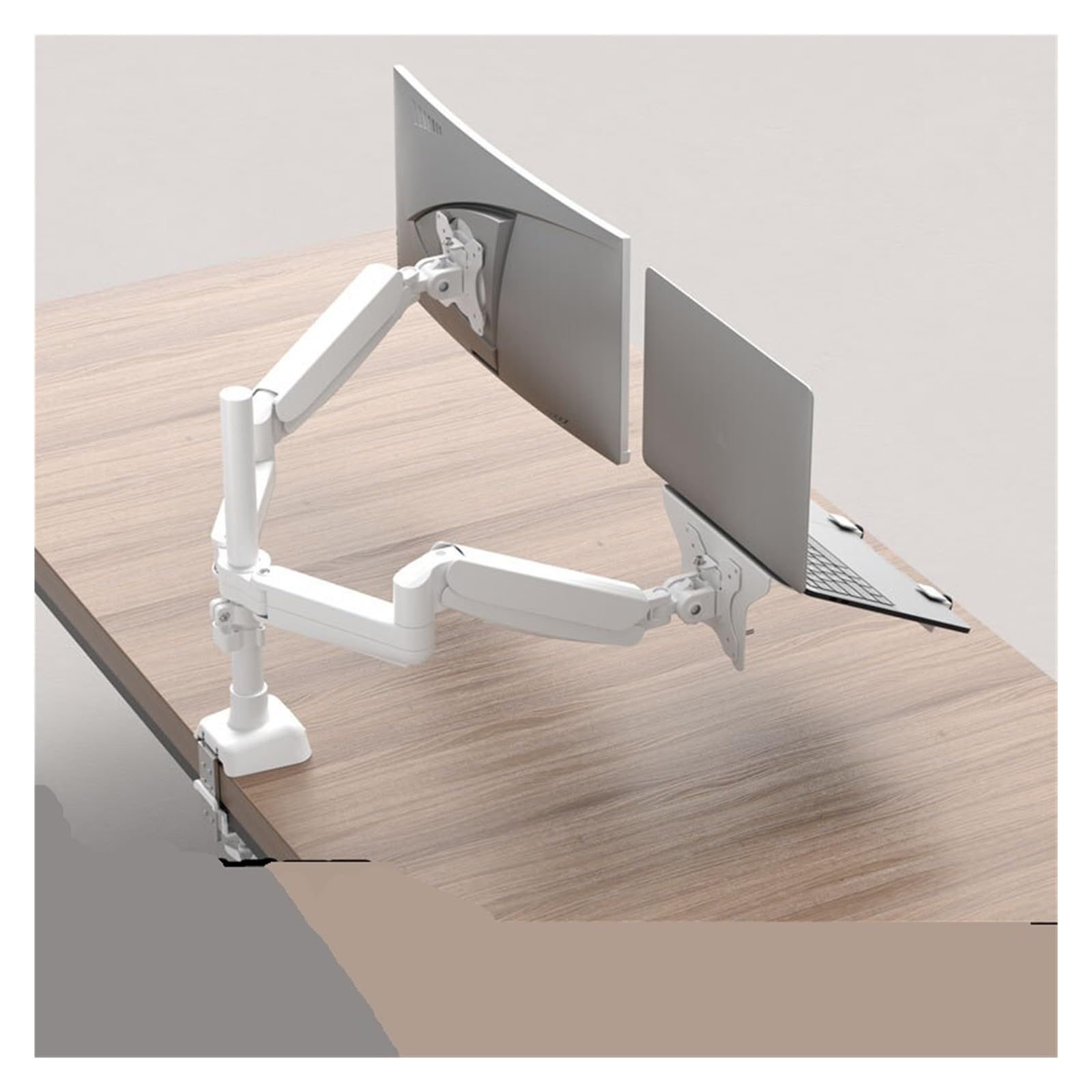 TKJfdTY Dual-Screen Monitor Stand Mechanical Arm Two-In-One Computer Screen Notebook Lifting And Heightening Cantilever One-To-Two，White